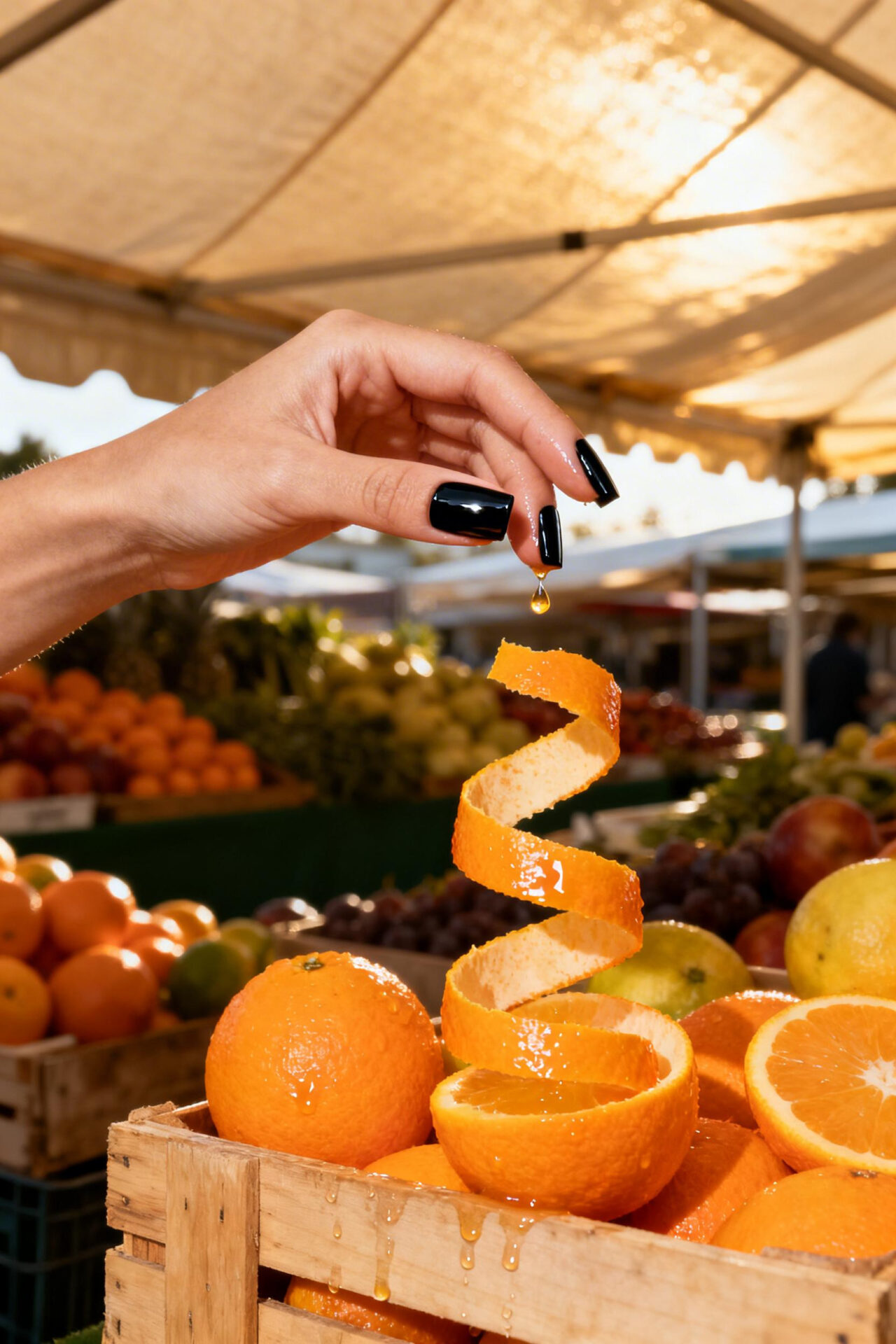 Black square nails glossy farmers market