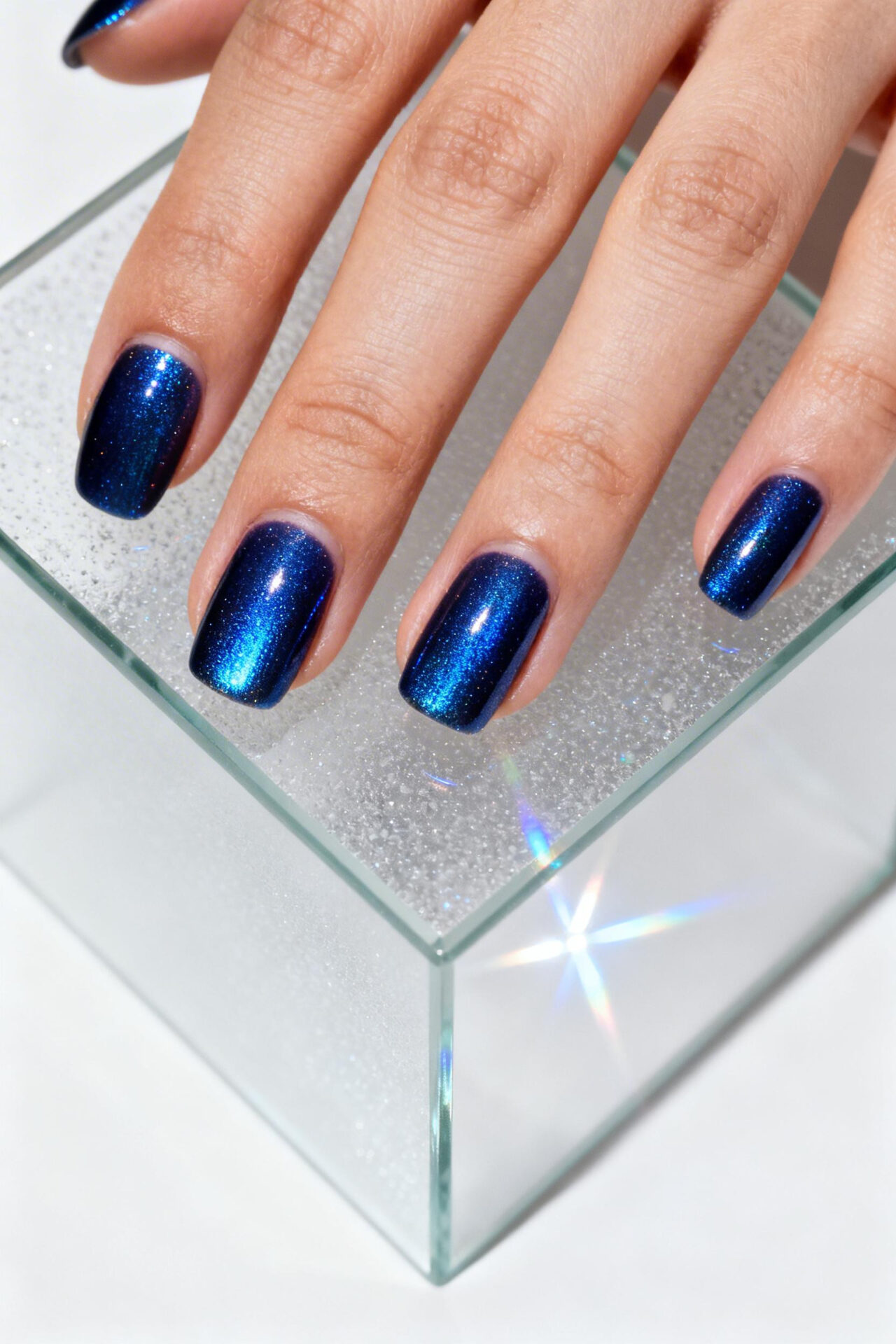 Blue Nail Designs - cobalt chrome short