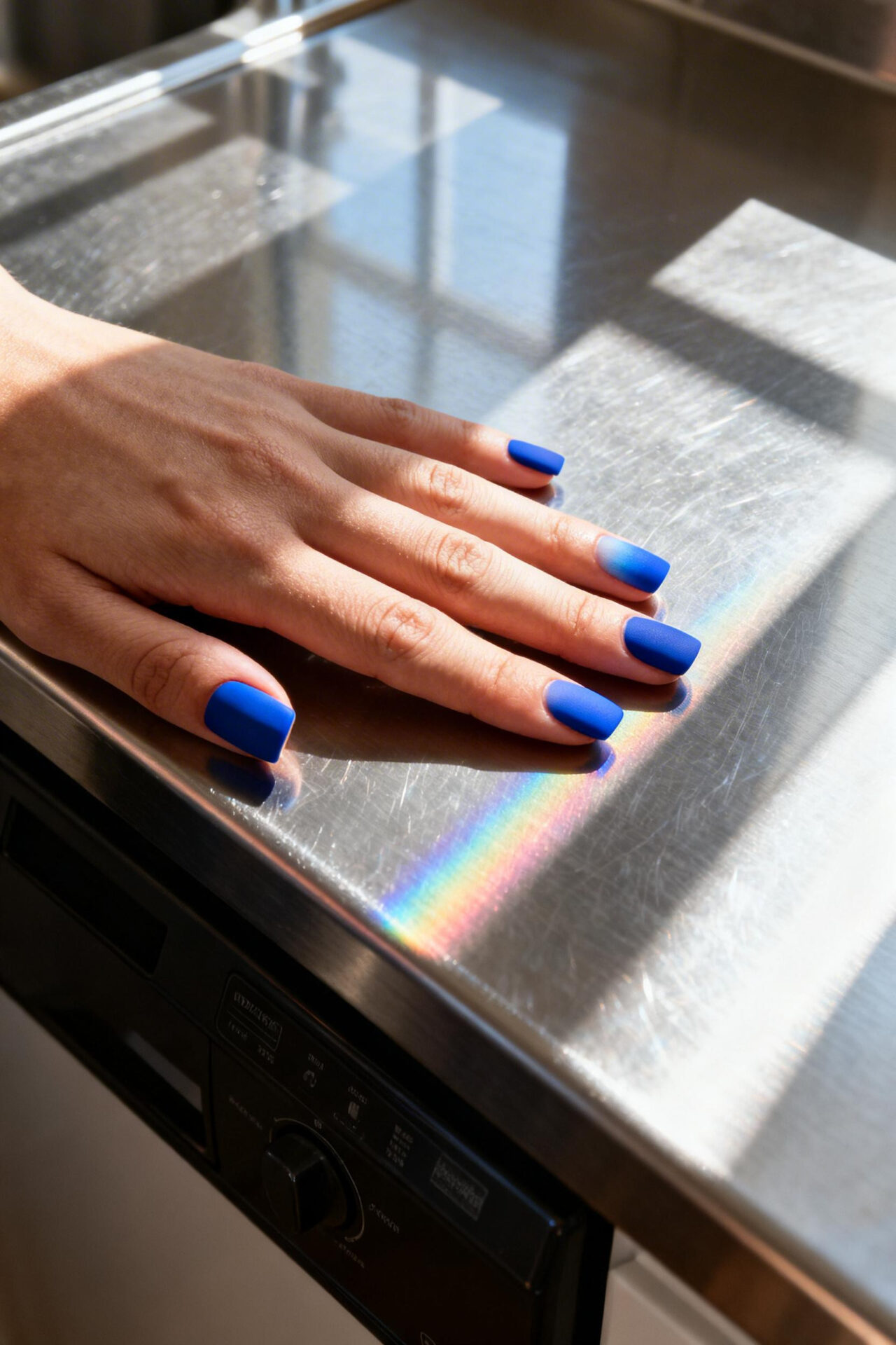 Blue Airbrush Nails - cobalt gradient
