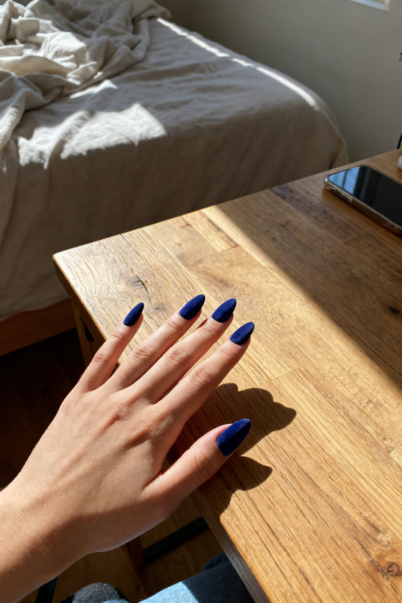 Colorful Aura Nails - cobalt velvet almond