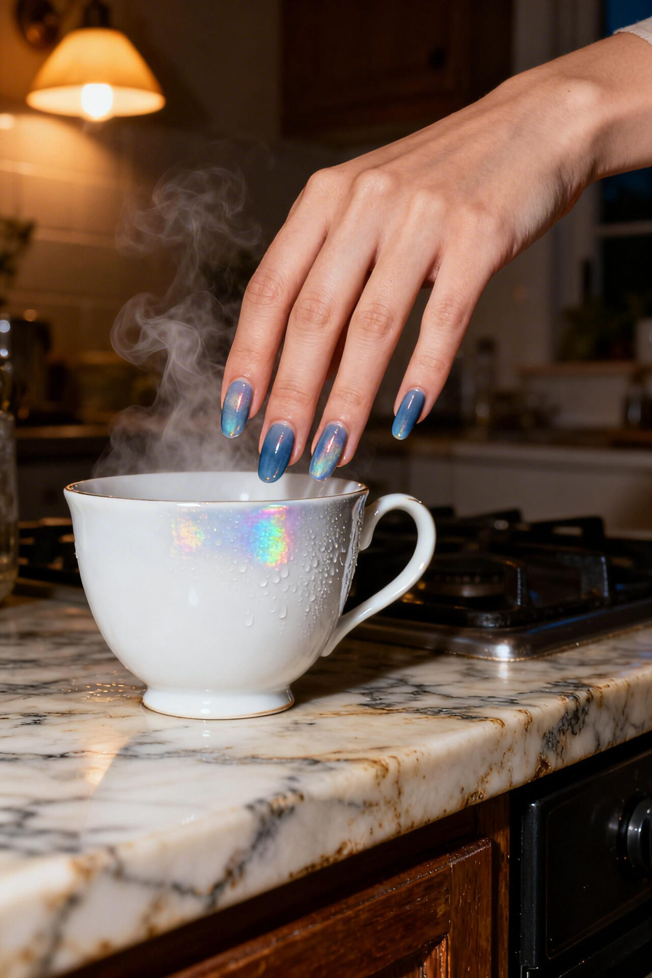 Royal Blue Nails - denim glazed ballerina