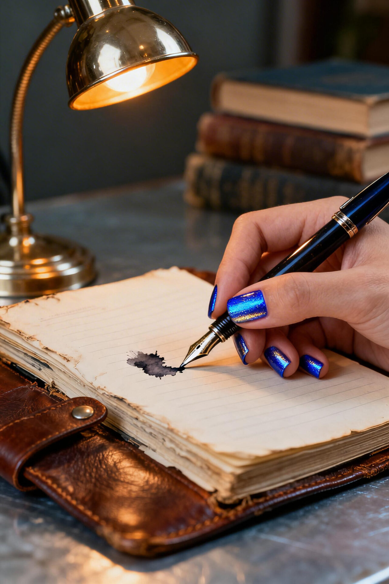 Blue Chrome Nails - cobalt square shape