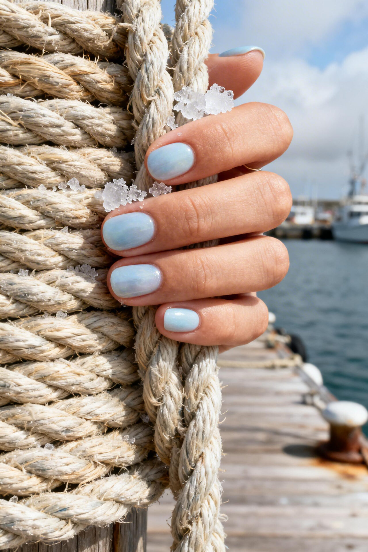 Teal Aura Nails - pastel matte round