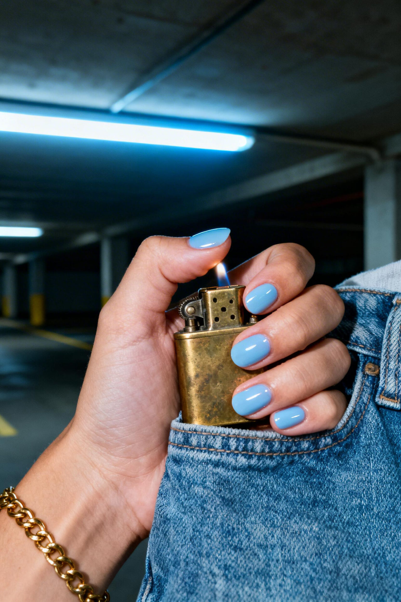 Baby Blue Nails - powder soft
