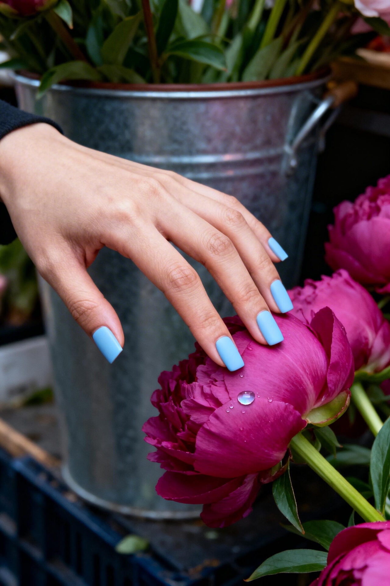 Blue Square Nails - baby powder ice