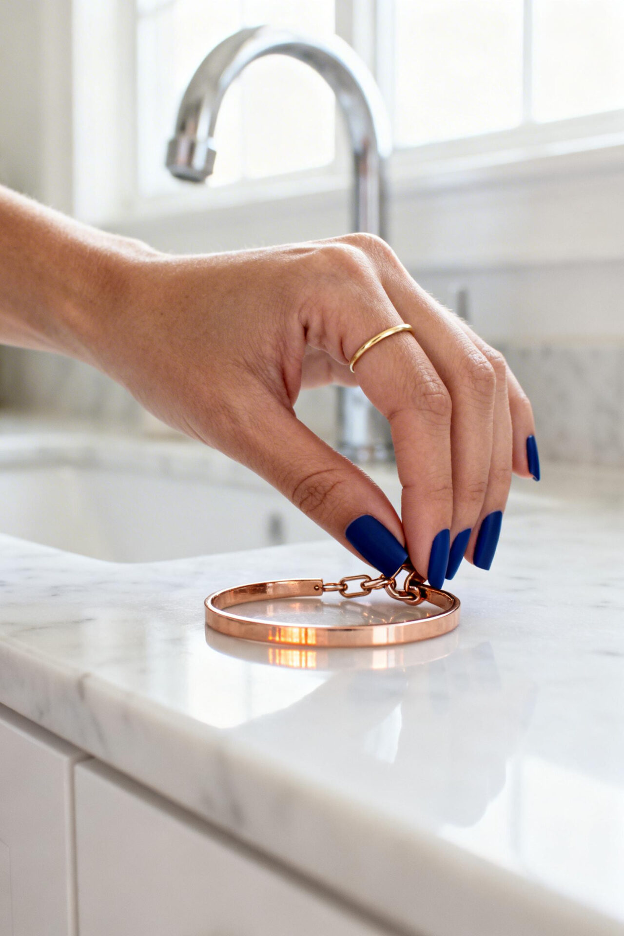 Blue Square Nails - deep cobalt design