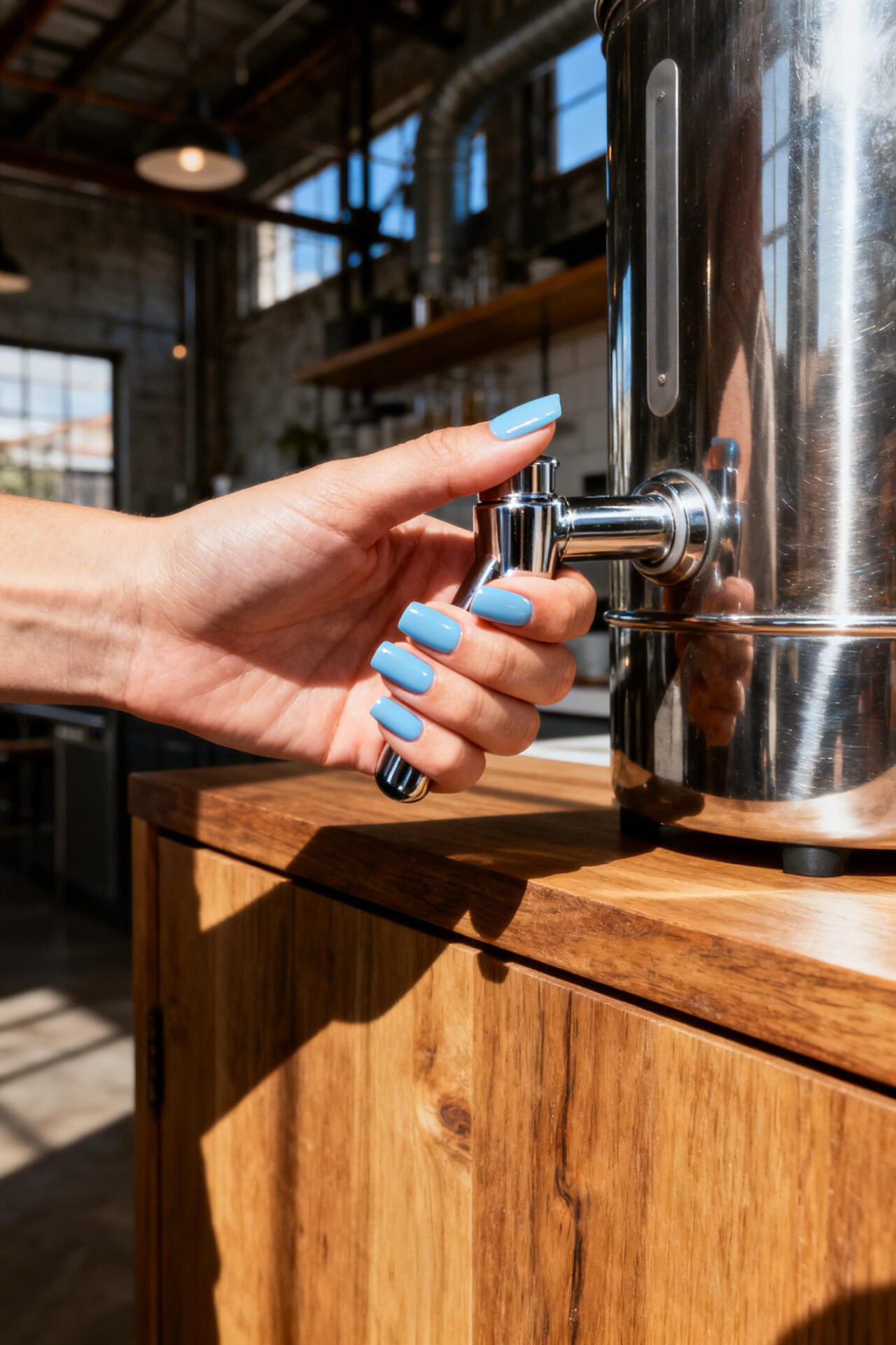 Blue Square Nails - glacier gloss