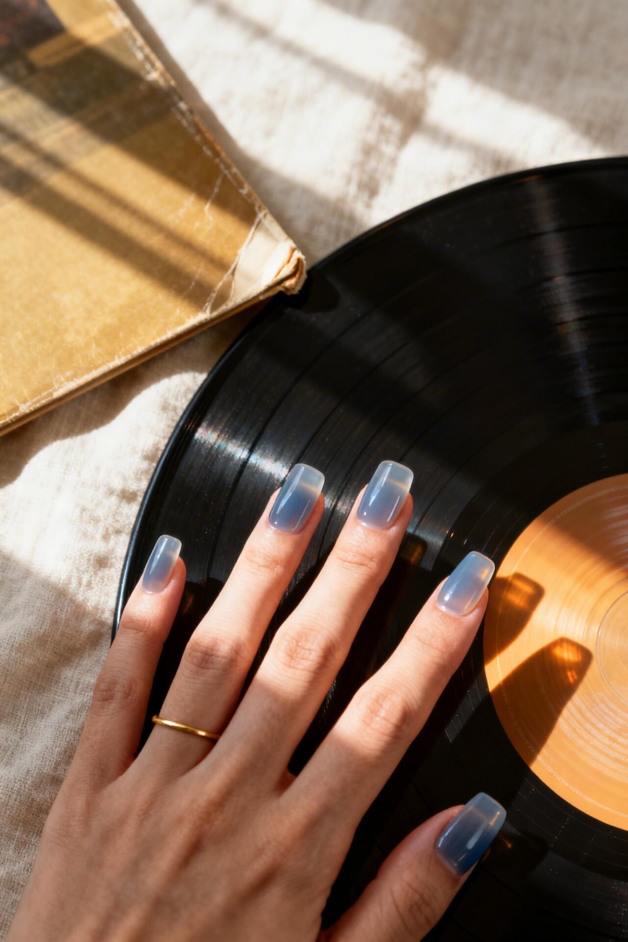 Blue Square Nails - jelly translucent
