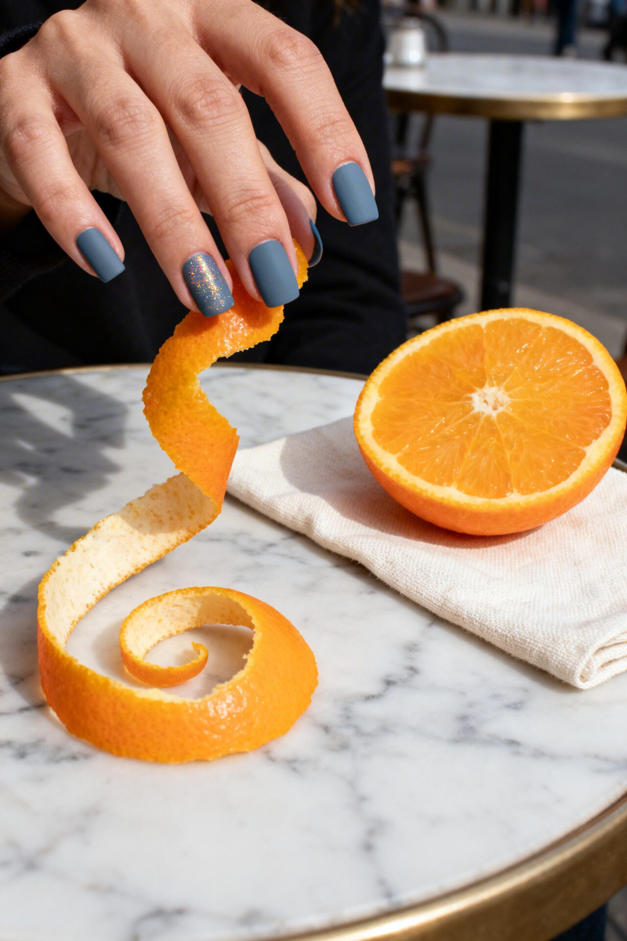 Blue Square Nails - denim matte