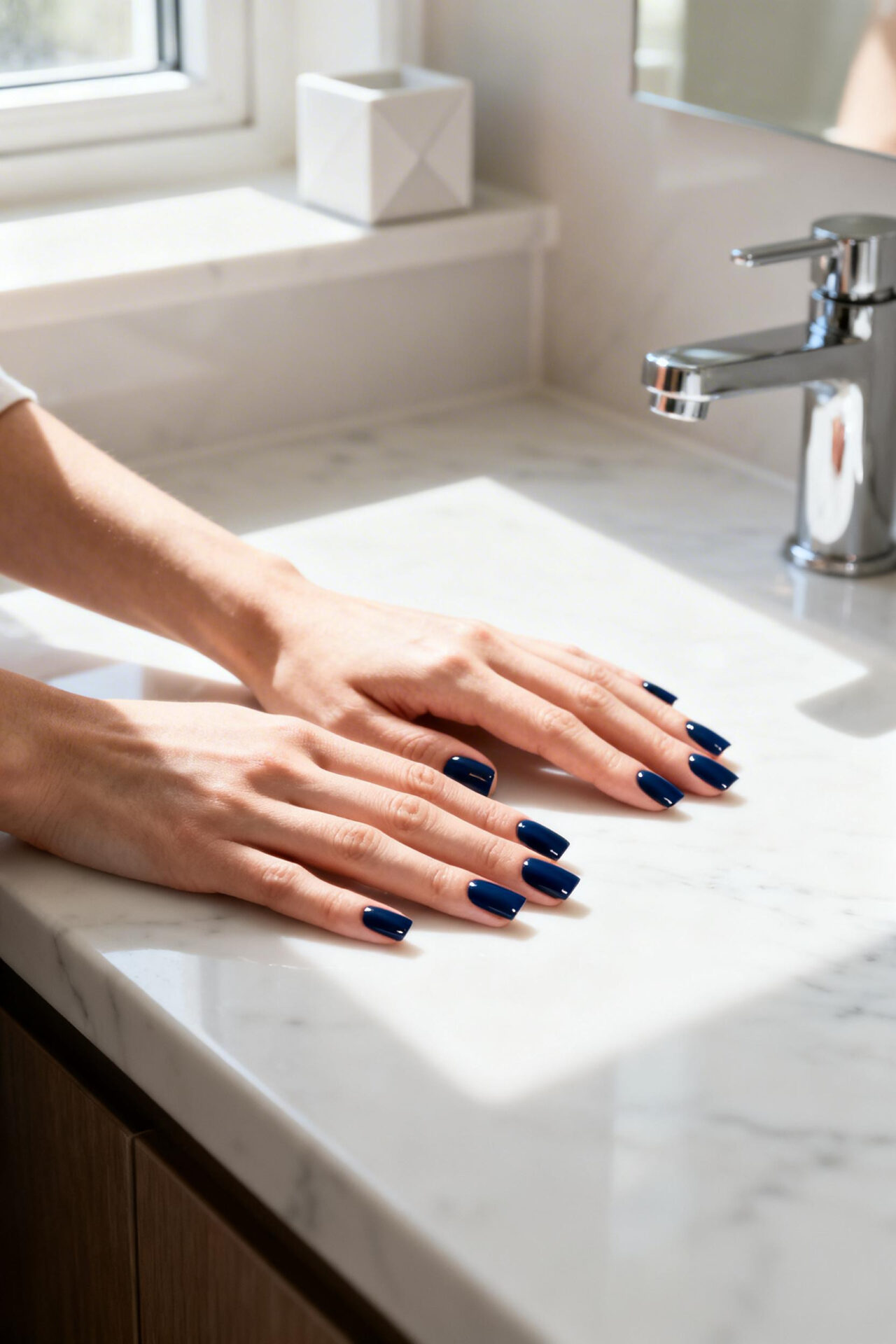 Blue Square Nails - navy gel
