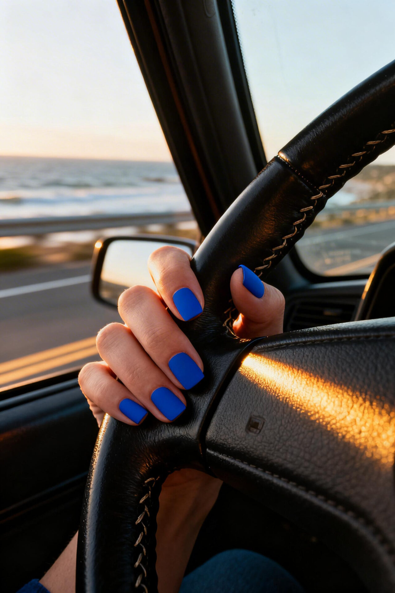 Blue Square Nails - royal matte