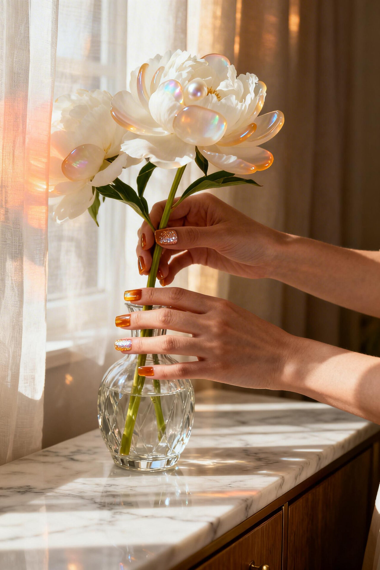 Brown Aura Nails - honey amber pearl