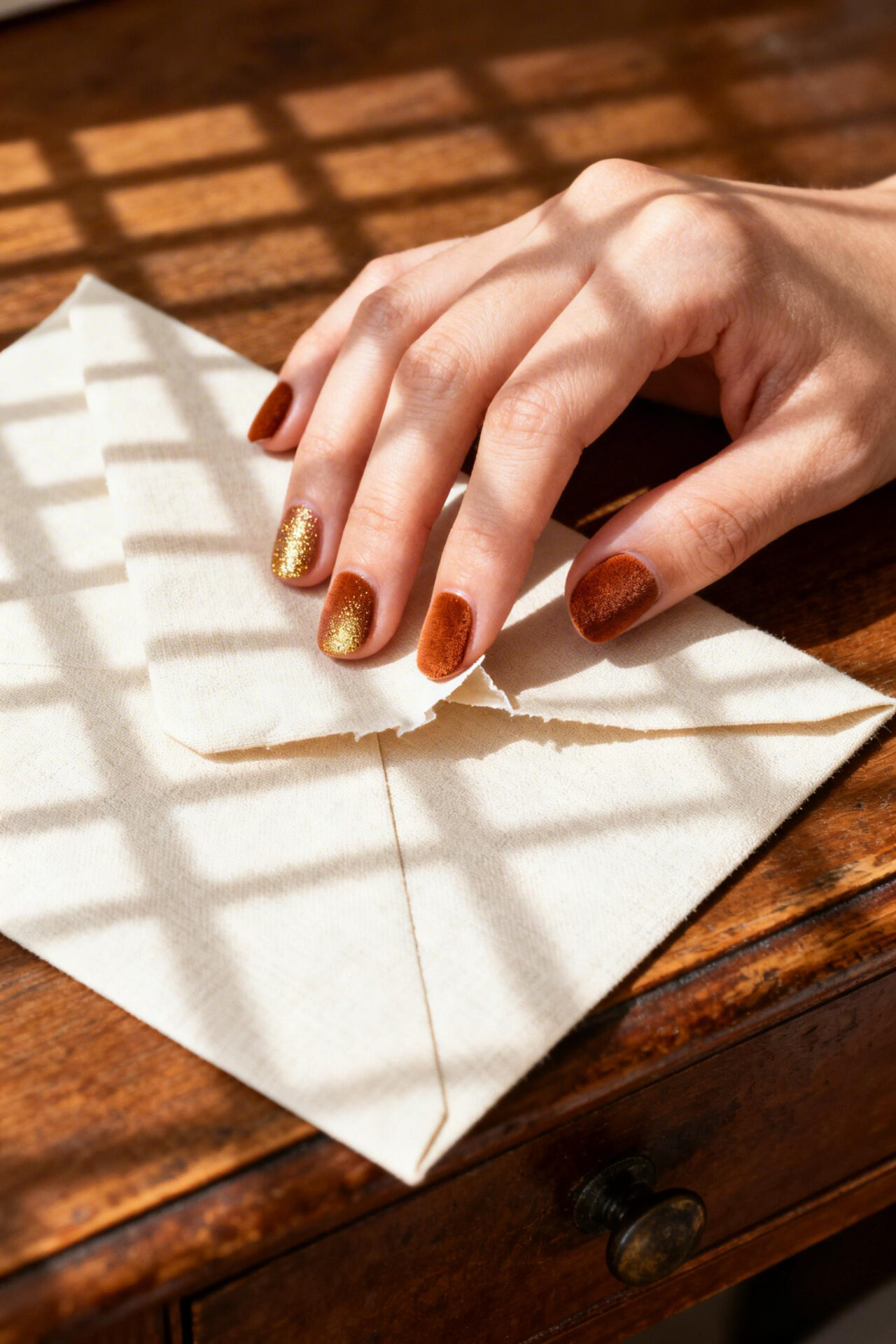 Brown Aura Nails - cognac gold matte