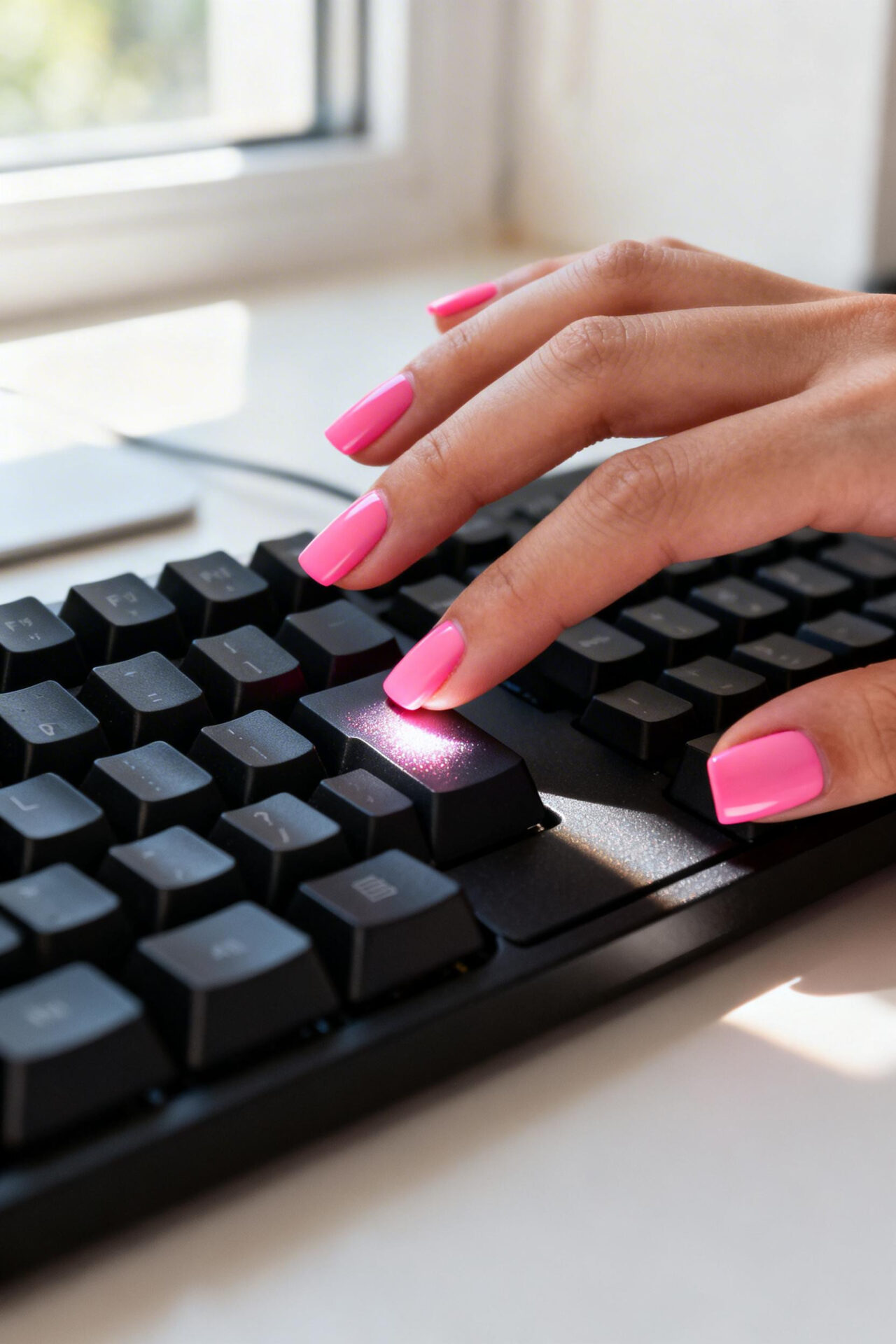 Square Nails Ideas - bubblegum satin