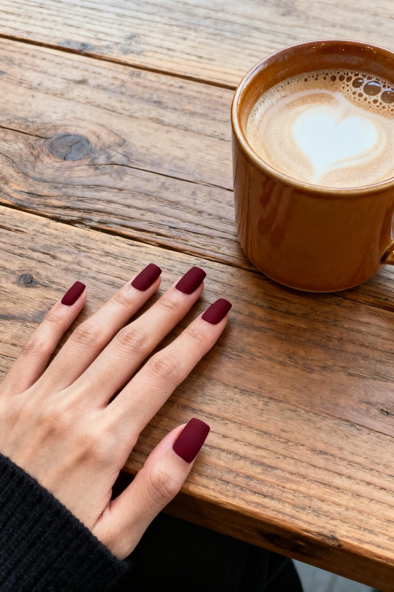Elegant Touch Nails - burgundy matte square