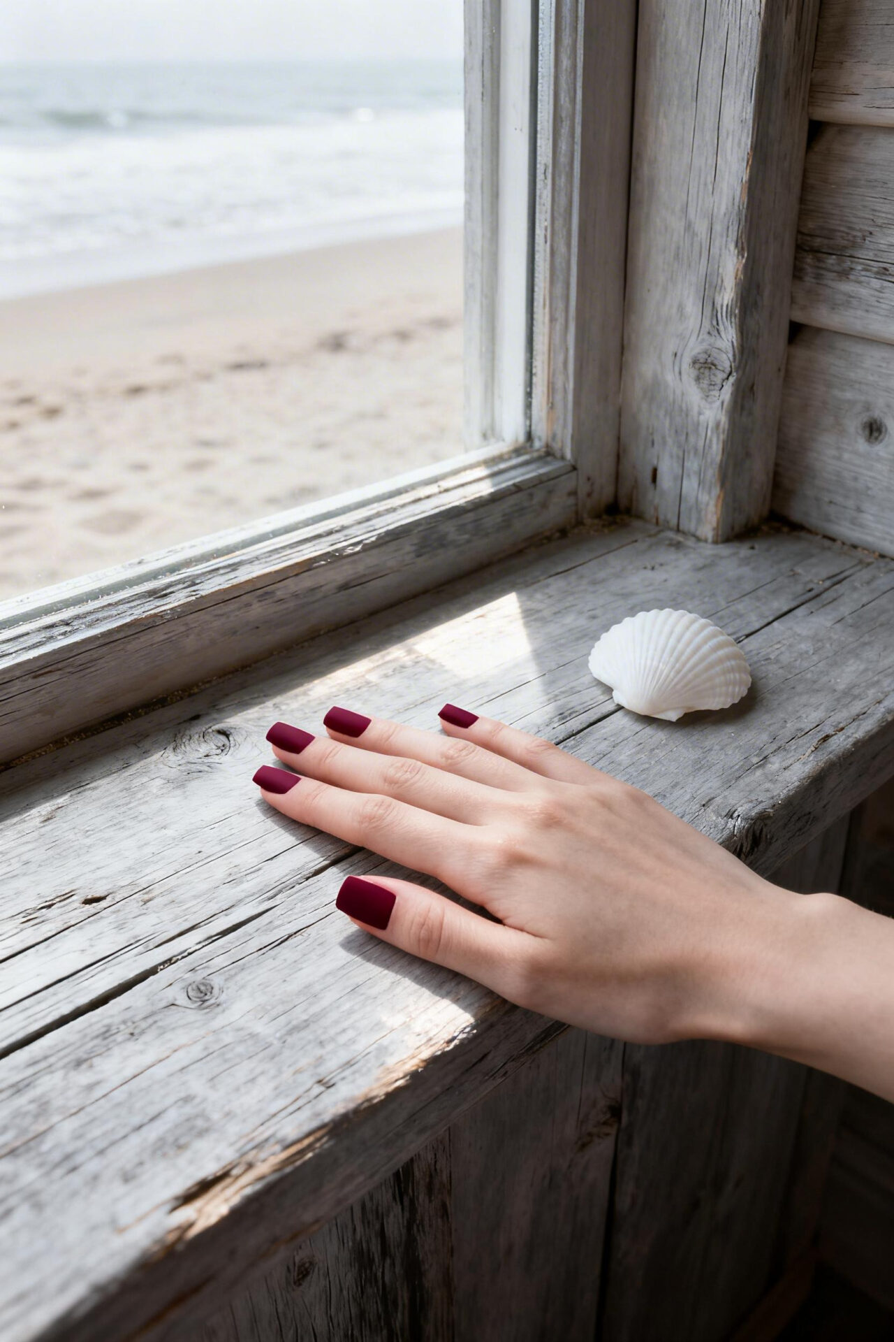 Nude Nail Designs - burgundy matte square