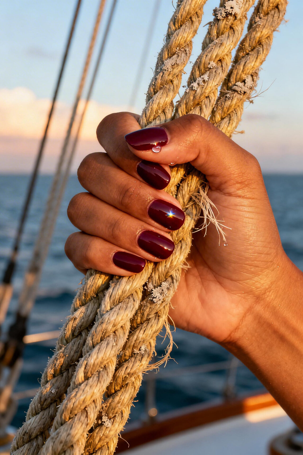 Nude Ombre Nails - burgundy wine
