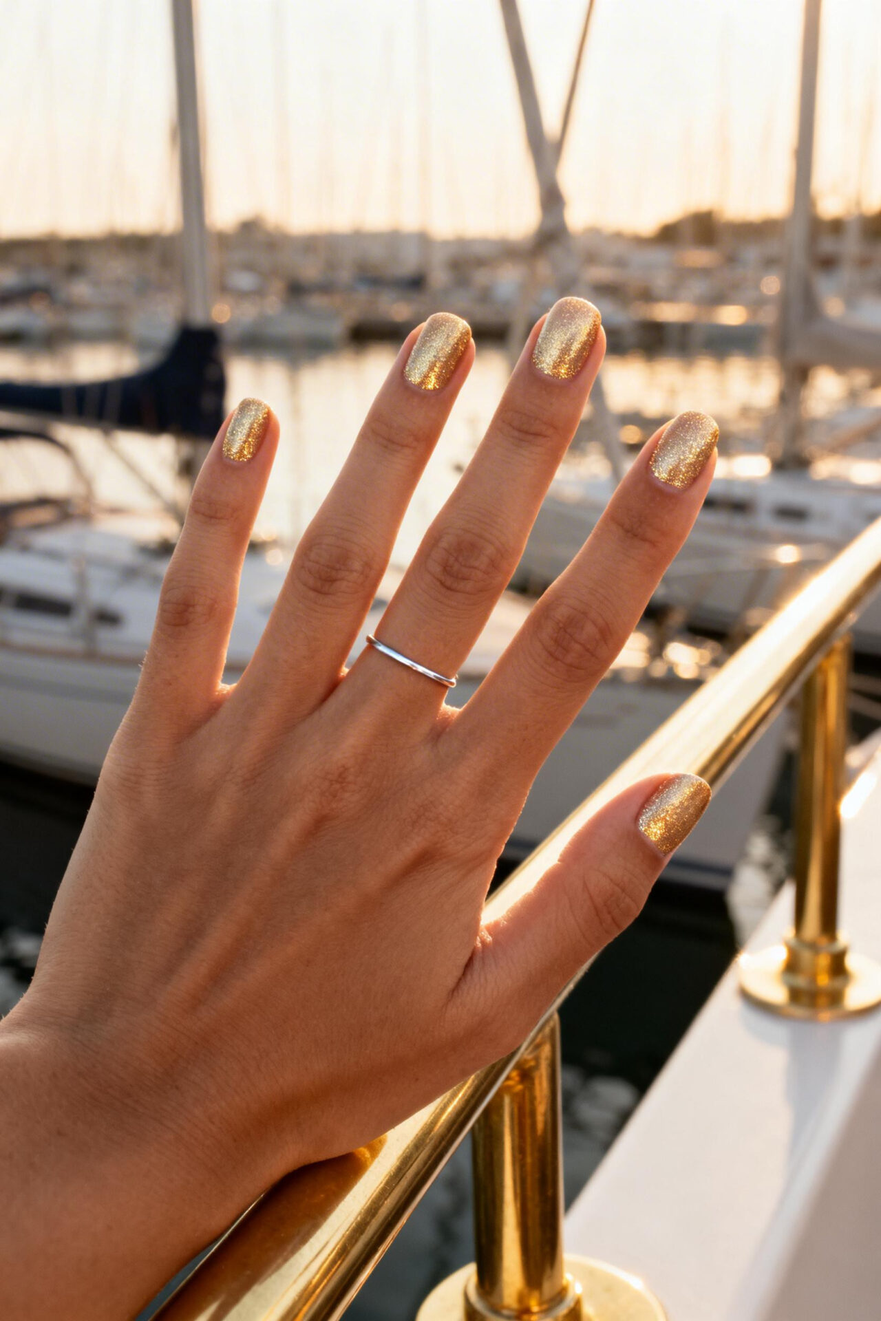 Pretty Winter Nails Classy - champagne metallic