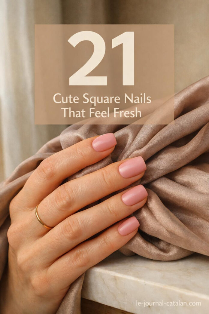 Collection of square nails inspiration featuring simple designs, short nail ideas, and pretty square acrylic nail designs for everyday wear
