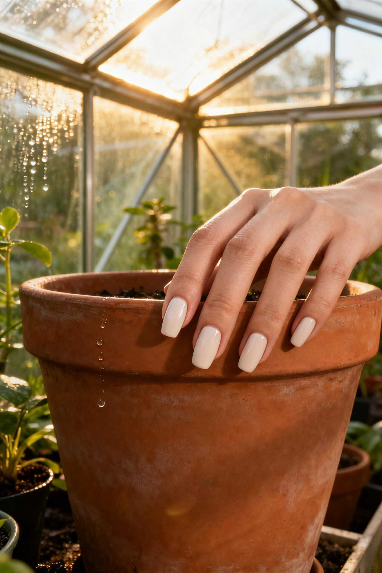 Square Nail Designs - ivory coffin matte