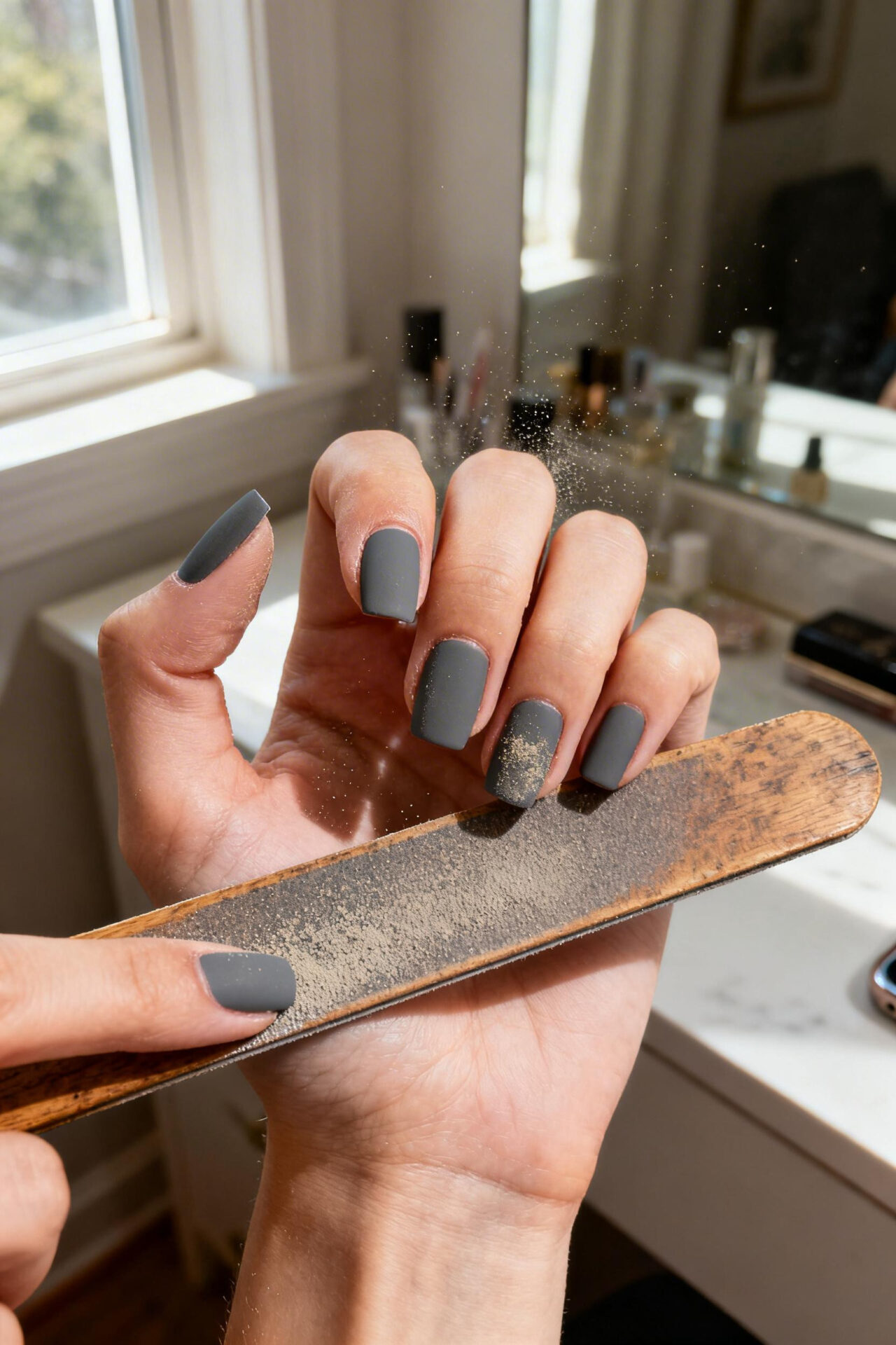 Elegant Nails Ideas Classy - slate grey matte