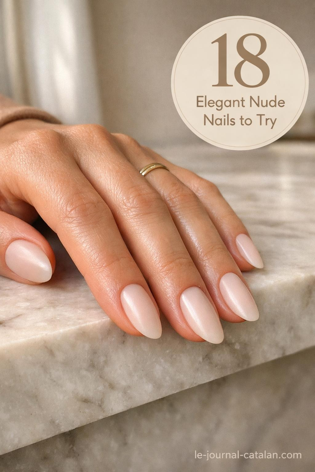 Classy nude nail designs featuring soft beige tones and minimalist styling for an elegant, sophisticated manicure look