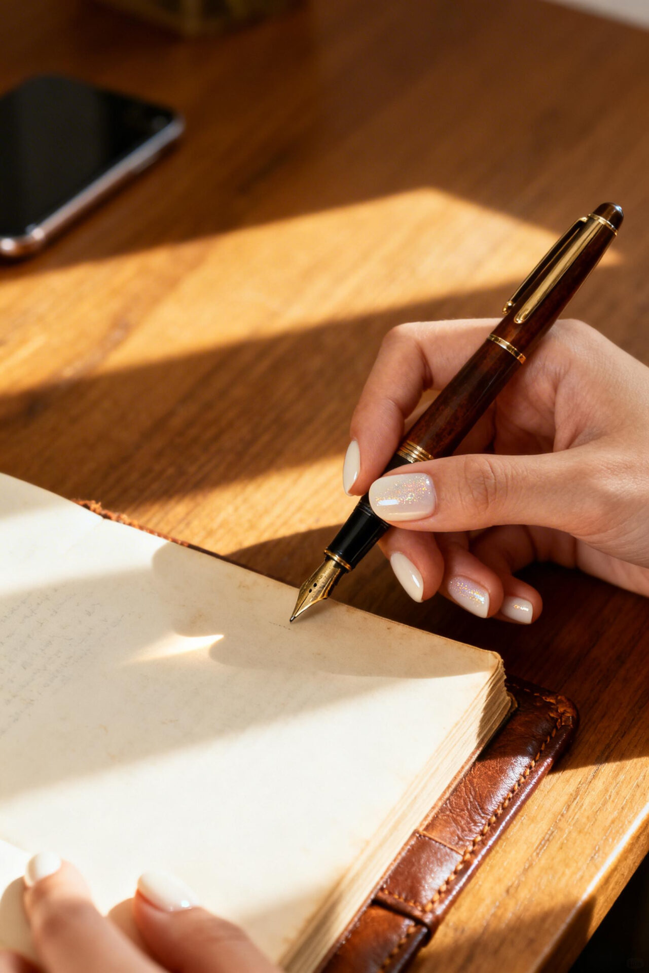 Cute Nude Nails - glossy shimmer natural