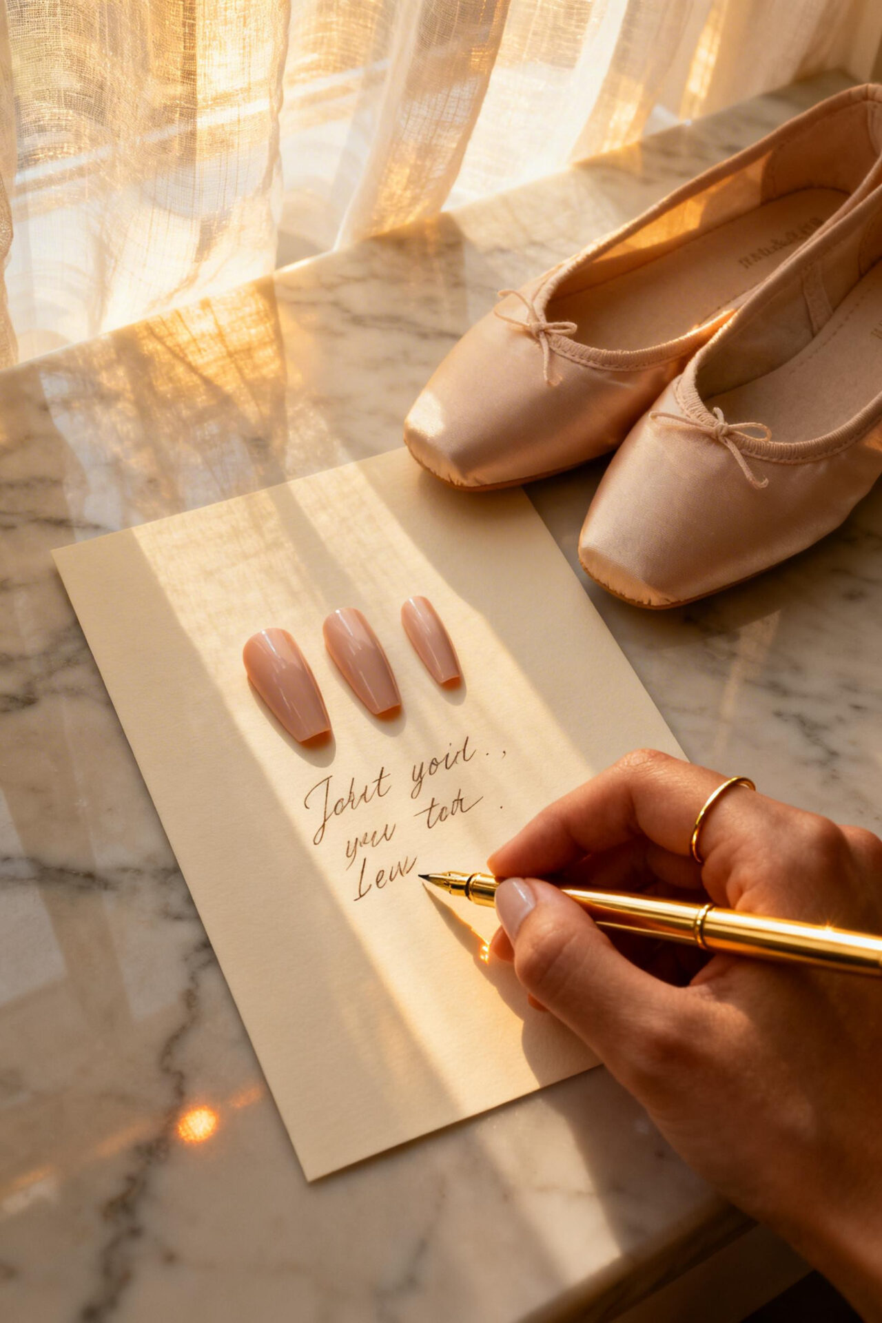 Elegant Prom Nails - ballet slipper coffin