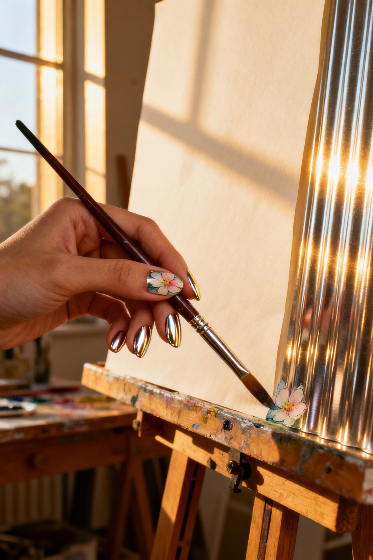 Formal Nails Prom - chrome oval design