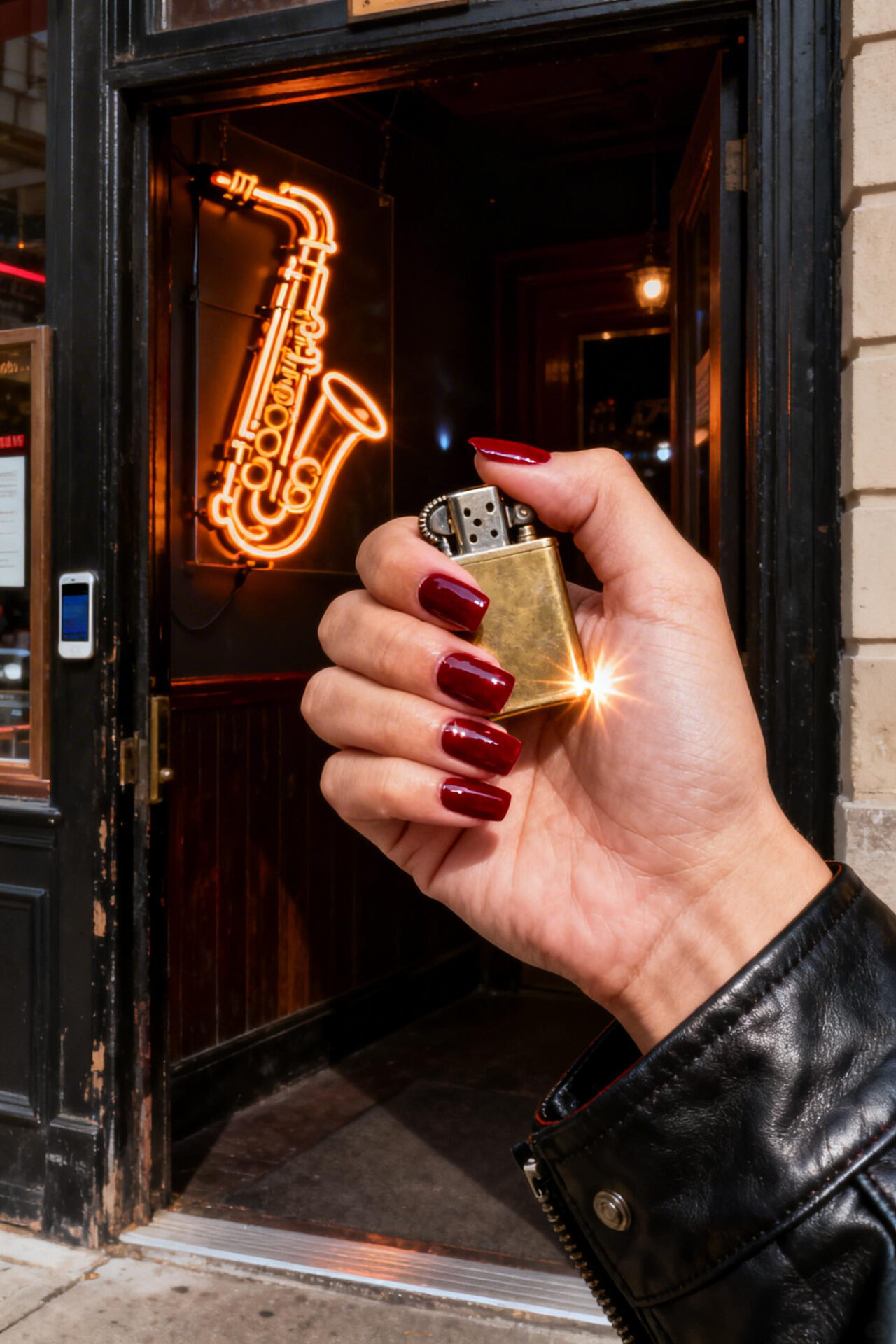 Hot Red Nails - crimson gloss square