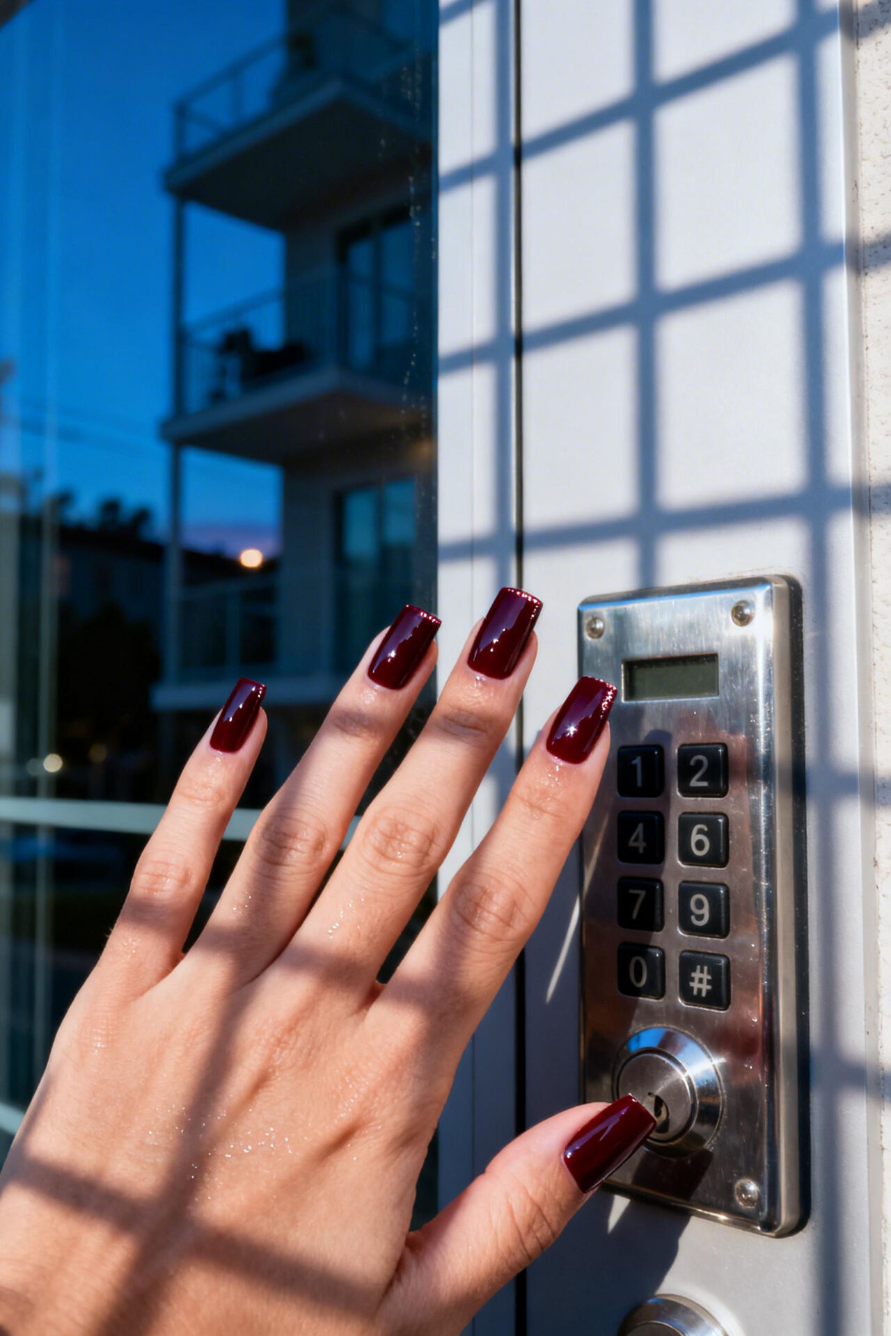 Red Nails - oxblood glossy square