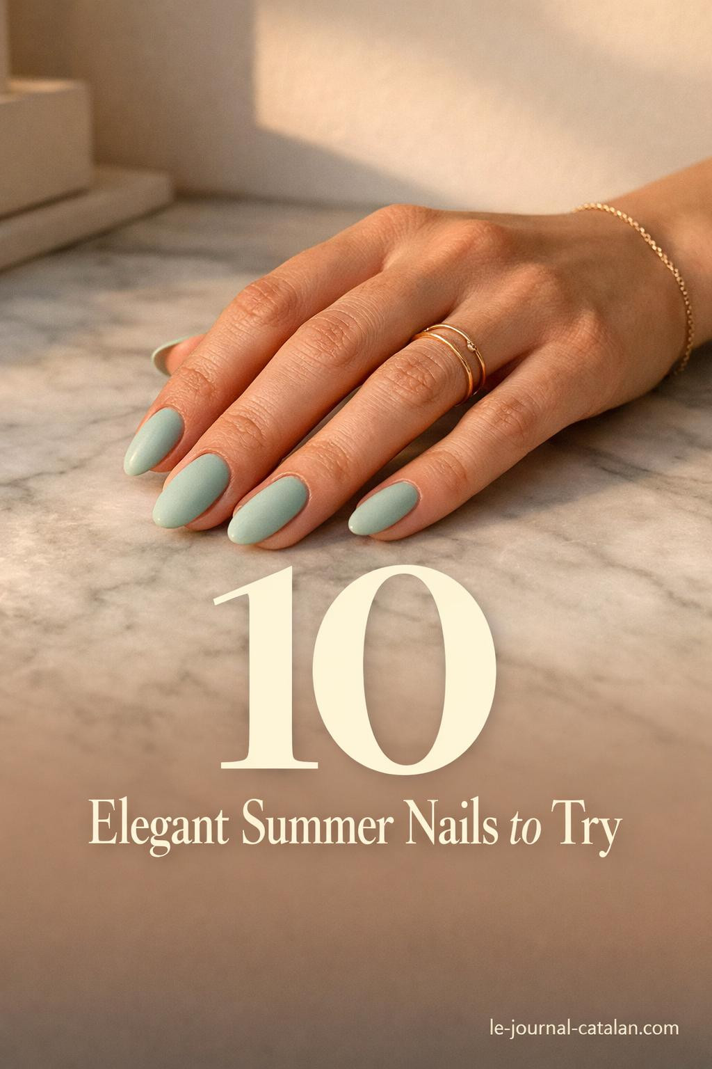 Trending summer nail design featuring fresh, classy vacation-inspired manicure with elegant polish application and classic summer aesthetic