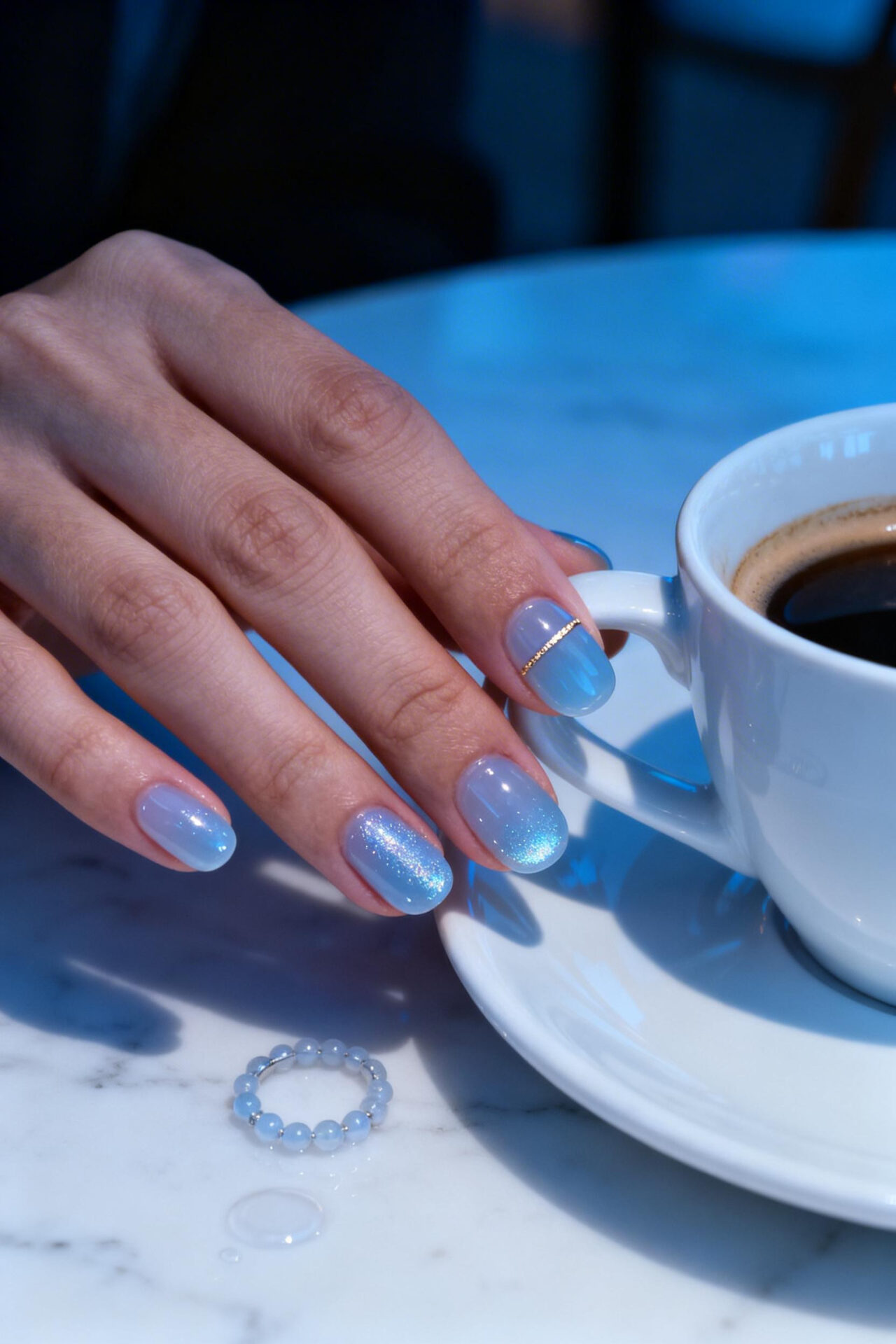 Classy Winter Nails Simple - icy blue jelly