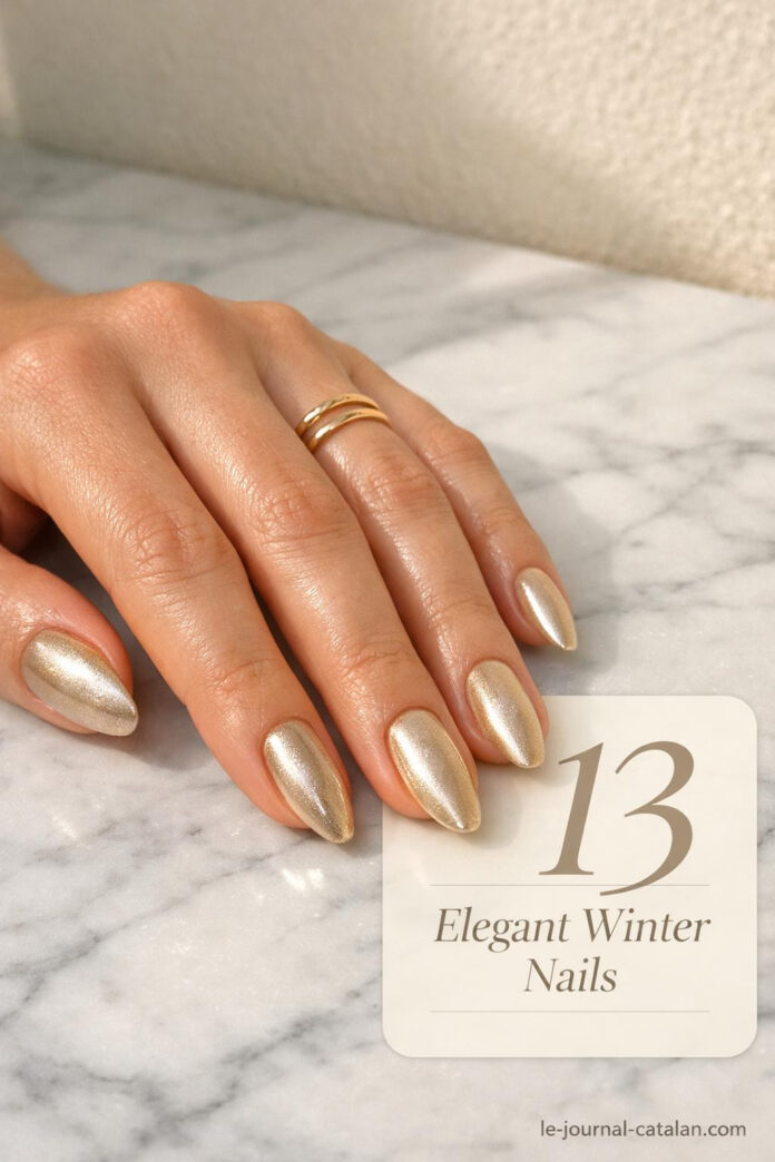 Simple Christmas nail design featuring elegant winter colors and classic patterns for holiday manicure inspiration