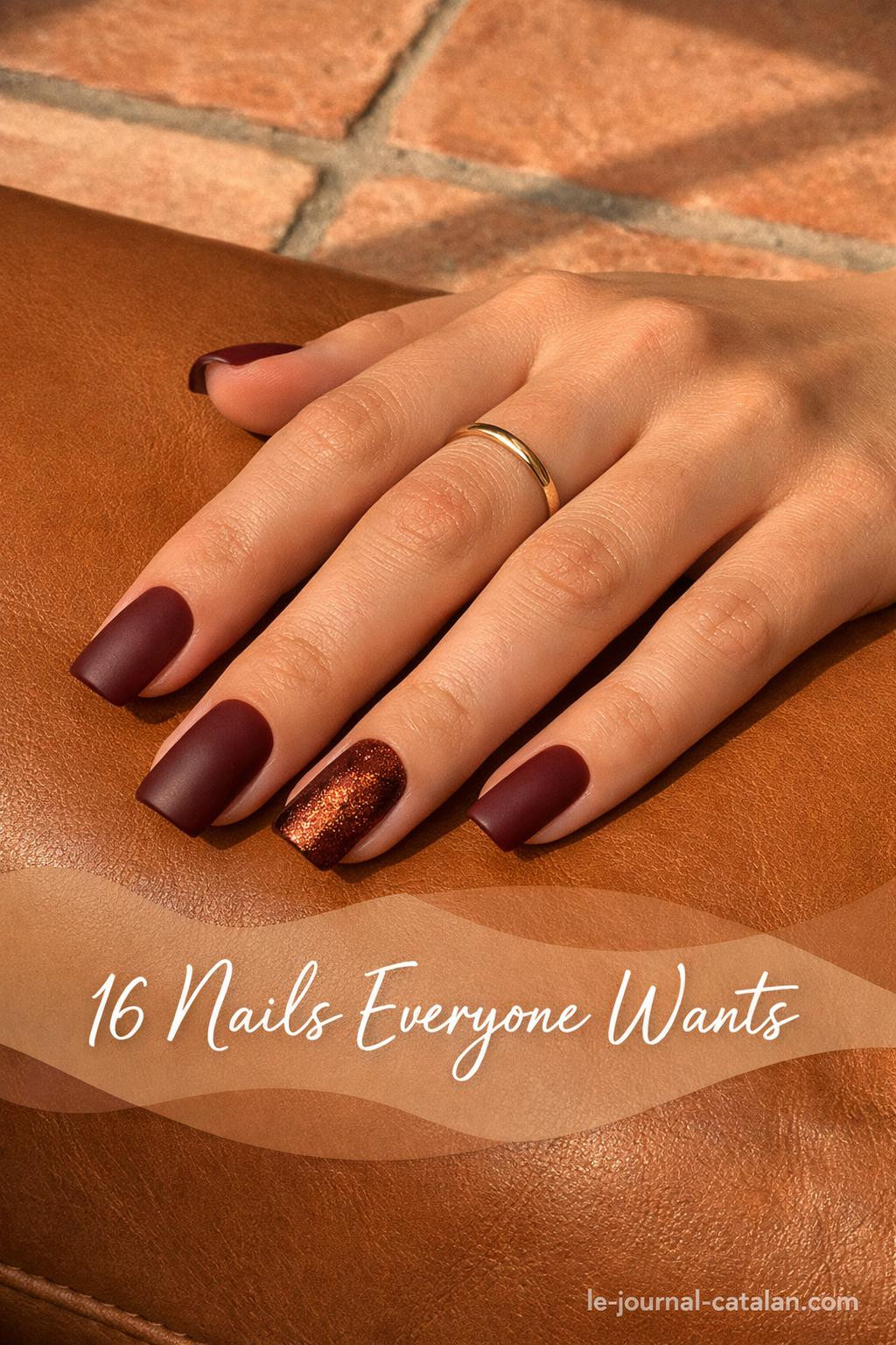 Square nail design featuring fall nail inspo with autumn colors and seasonal nail art for October and November nail trends