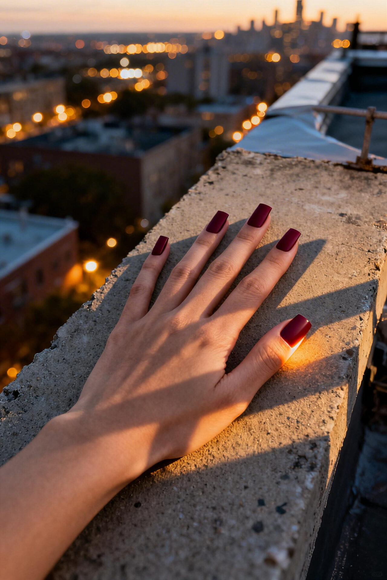 November Nails Square - burgundy satin