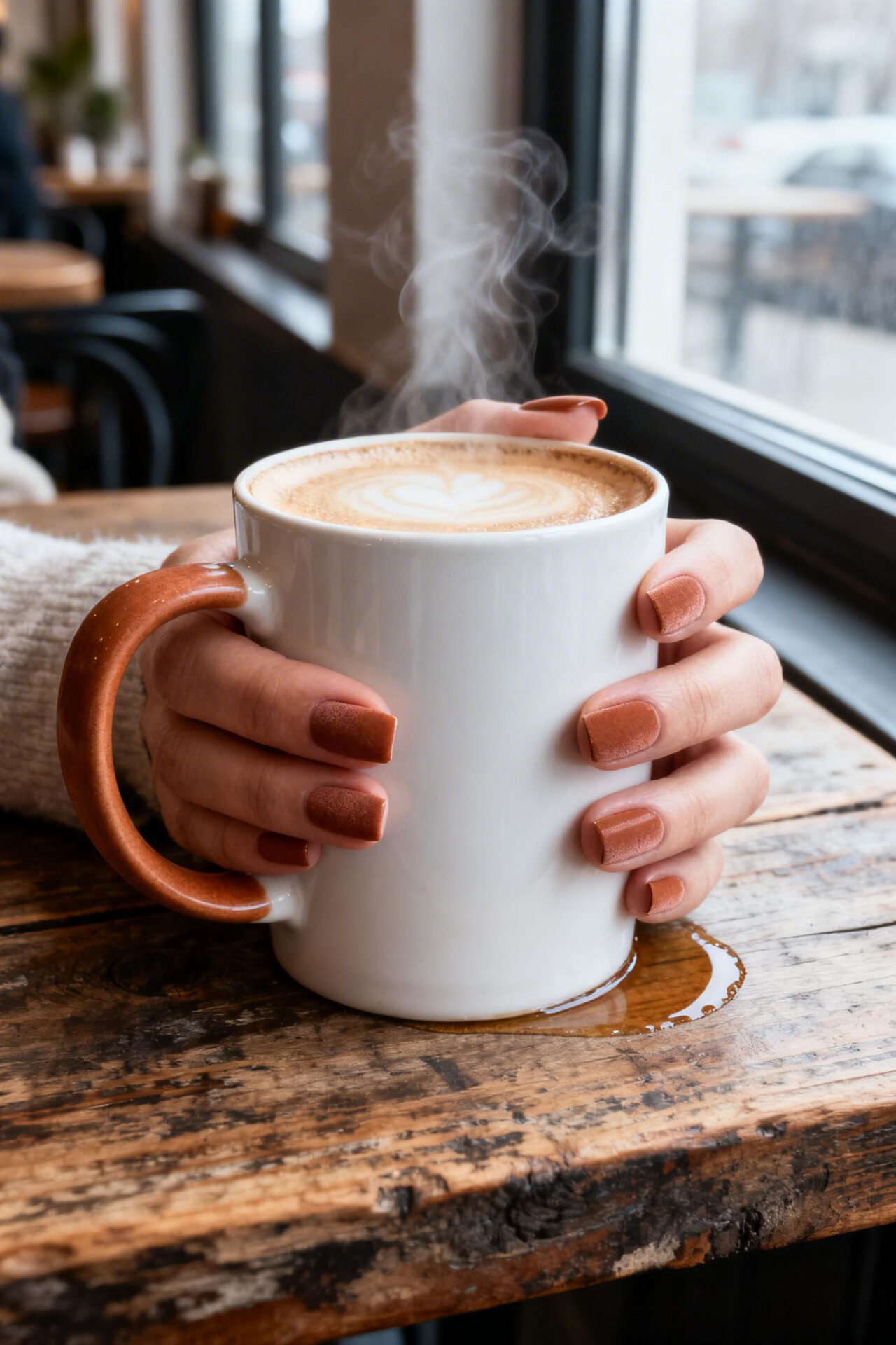 Square Nail Designs - caramel matte
