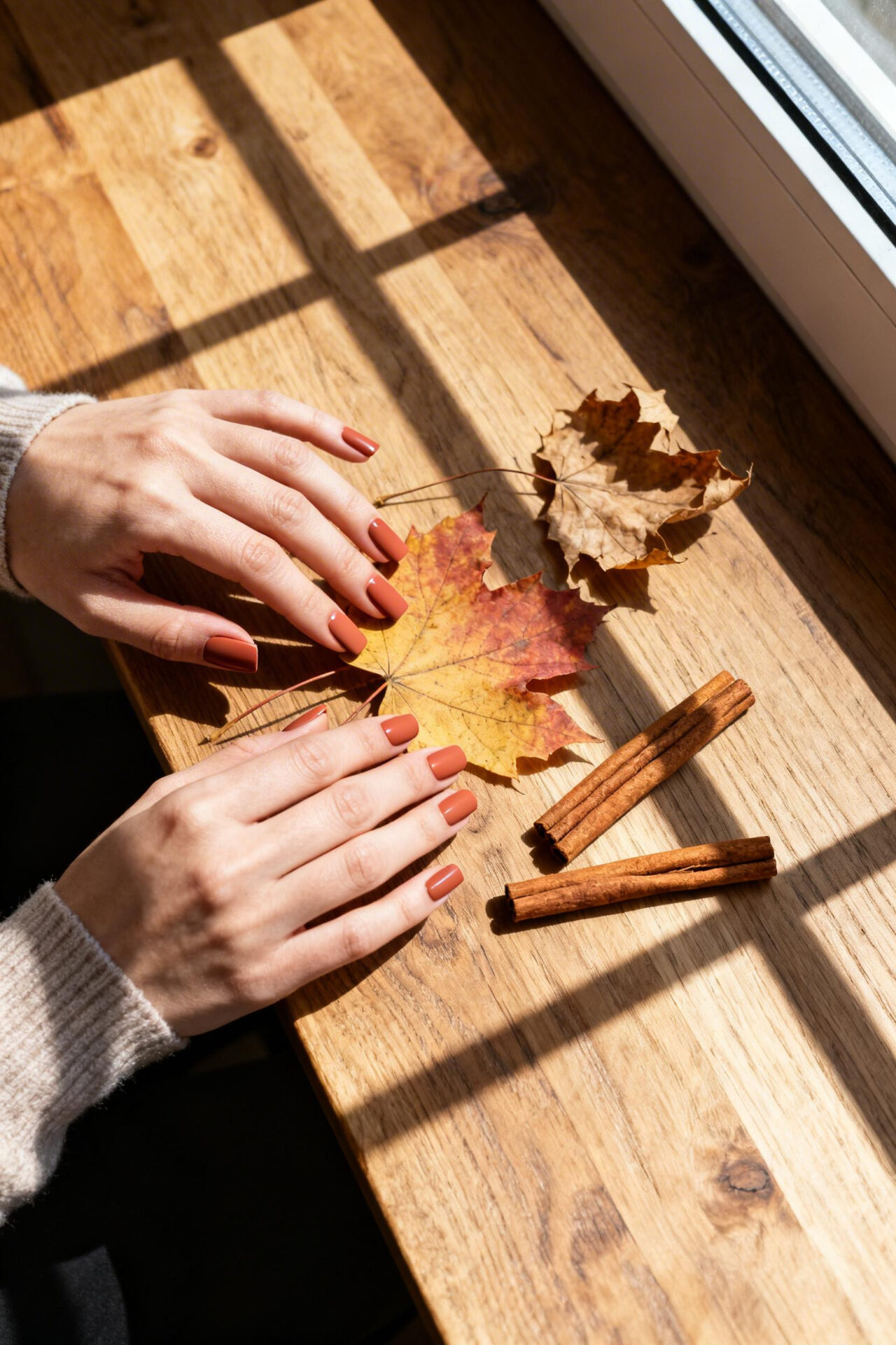 Trendy Nails - terracotta with leaves