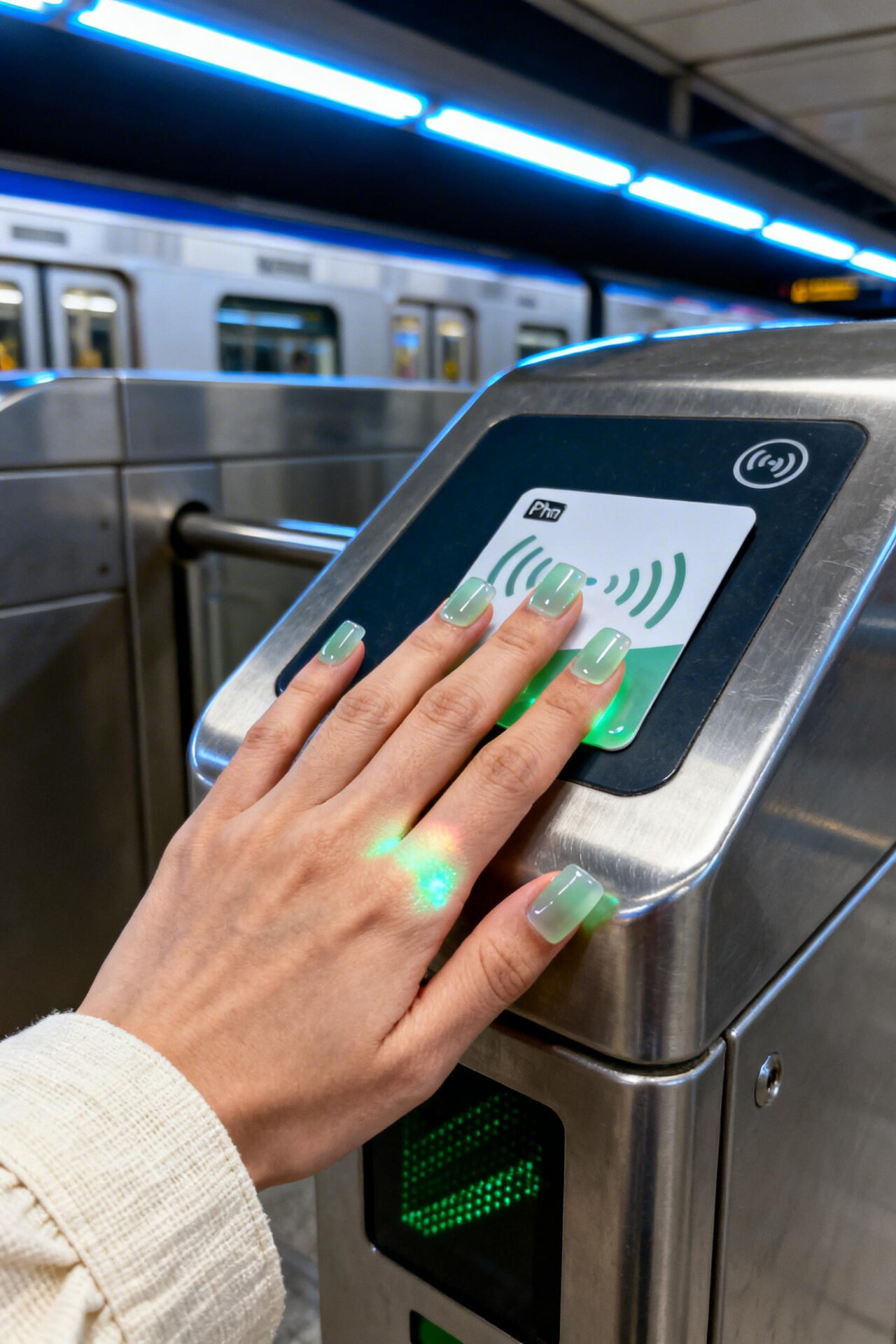 Green Aura Nails - emerald jelly square