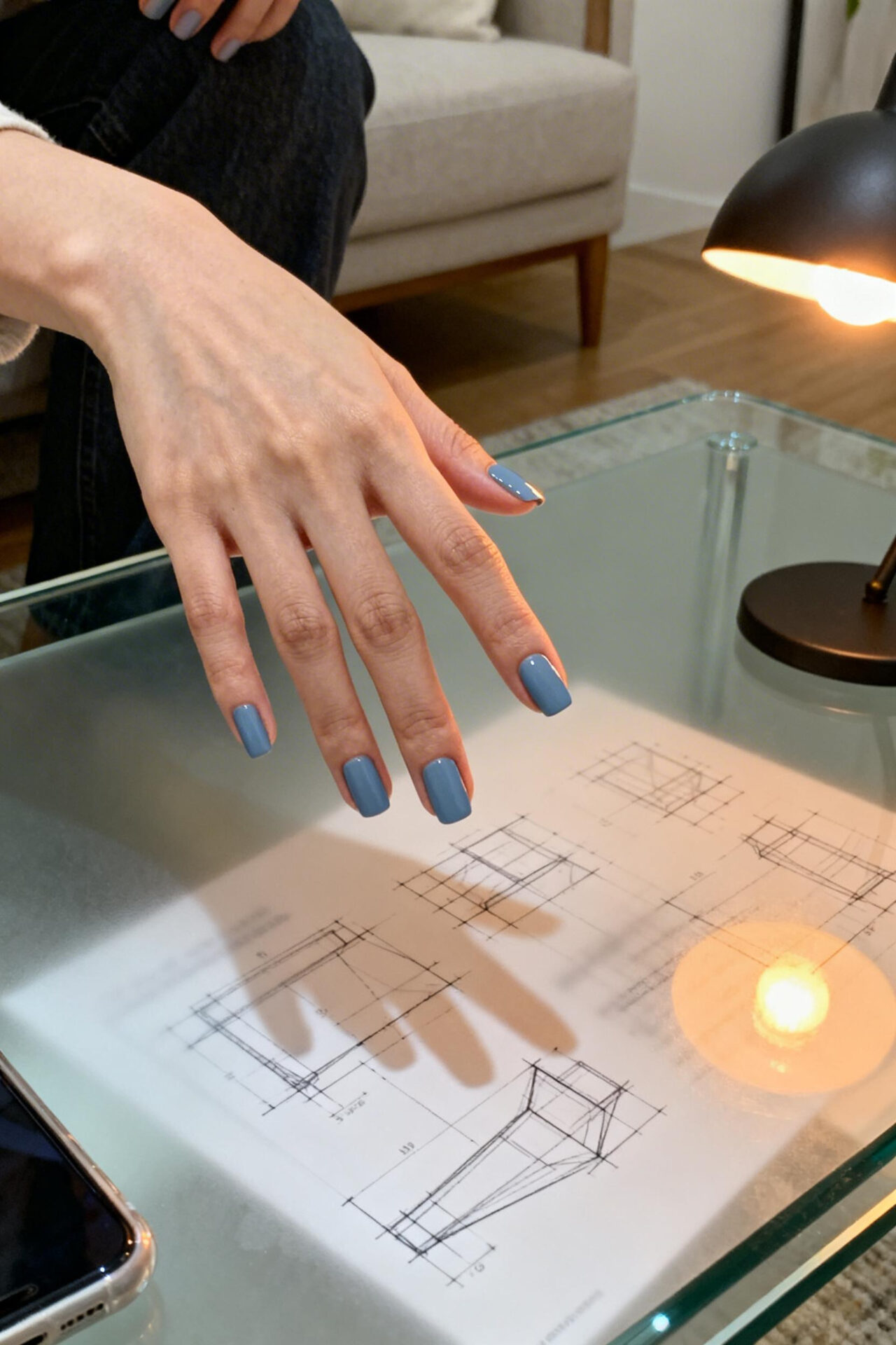 Pretty Square Nails - ice blue matte
