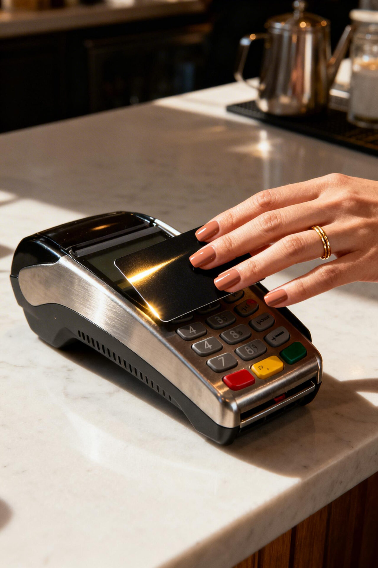 Medium Square Nails - caramel beige matte