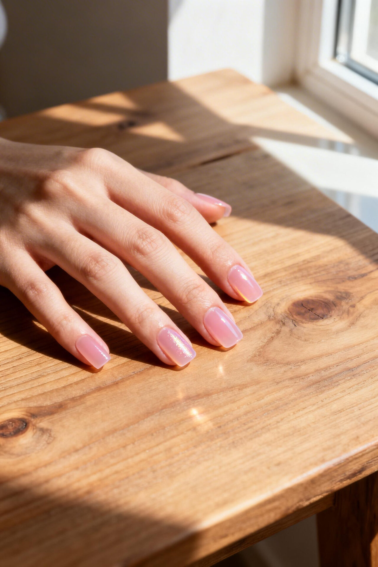 Medium Square Nails - soft pink jelly