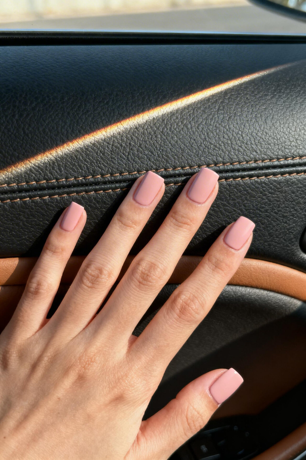 Medium Square Nails - soft blush satin