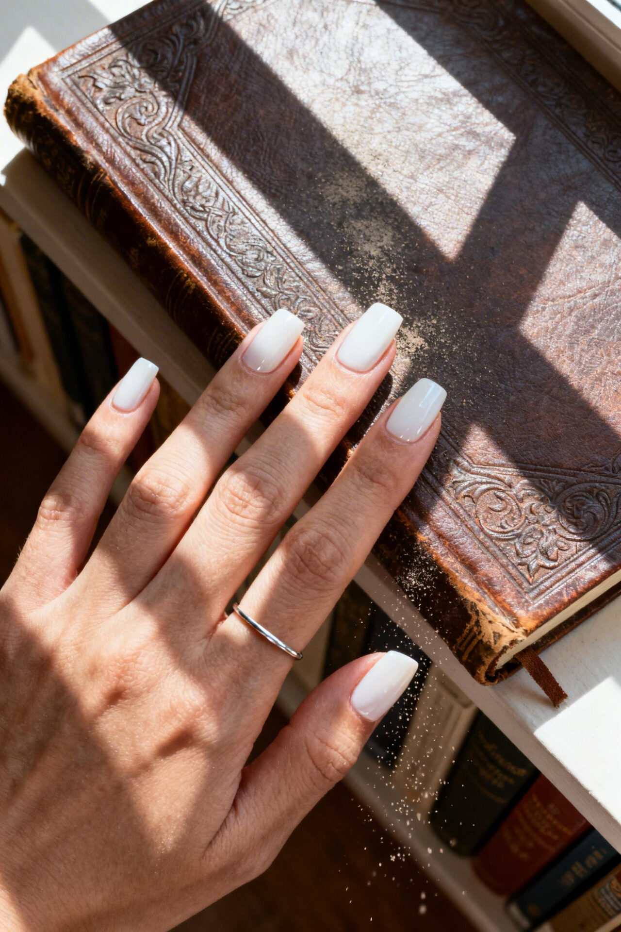 Medium Square Nails - opaque white matte