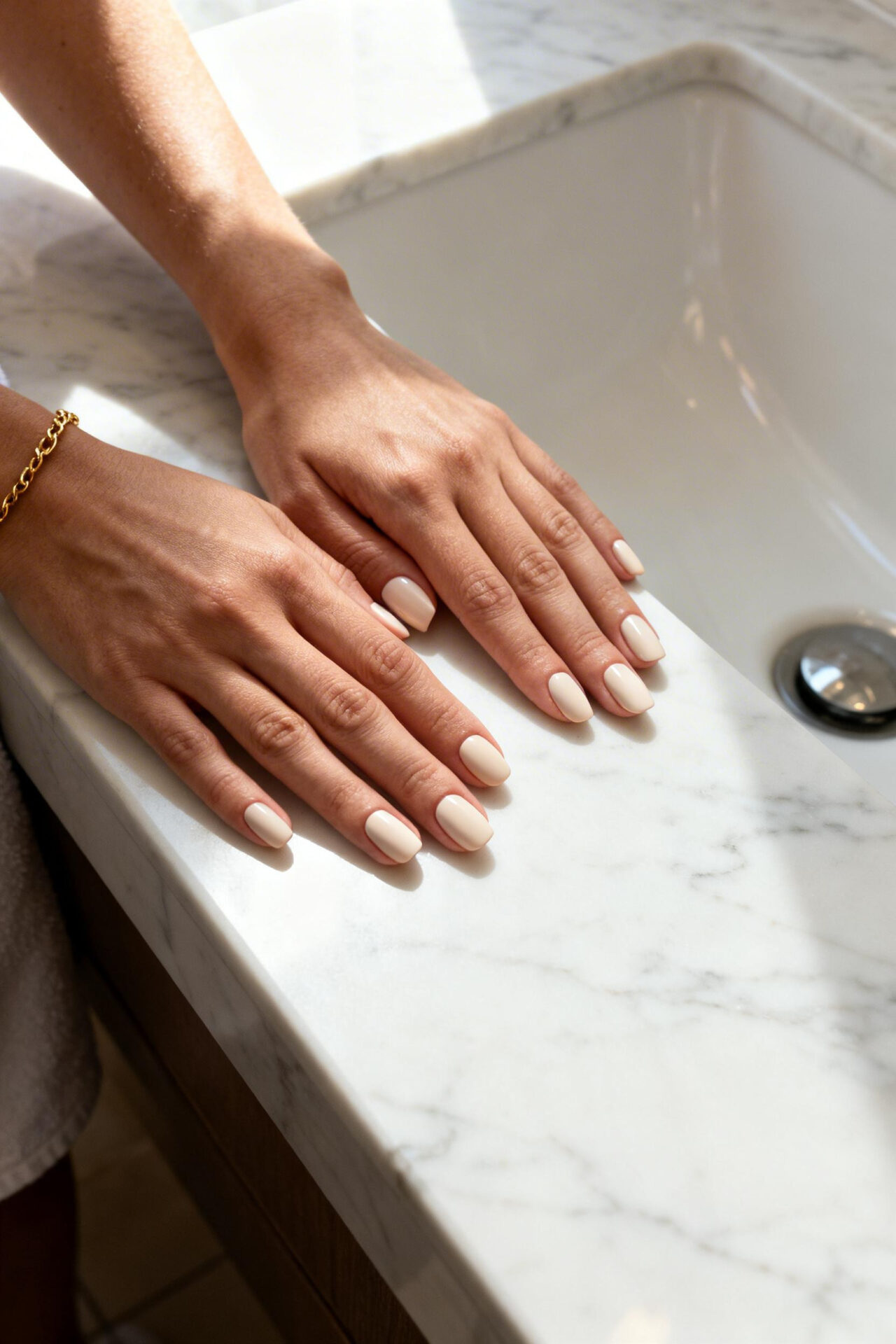 Nude Ombre Nails - satin oval