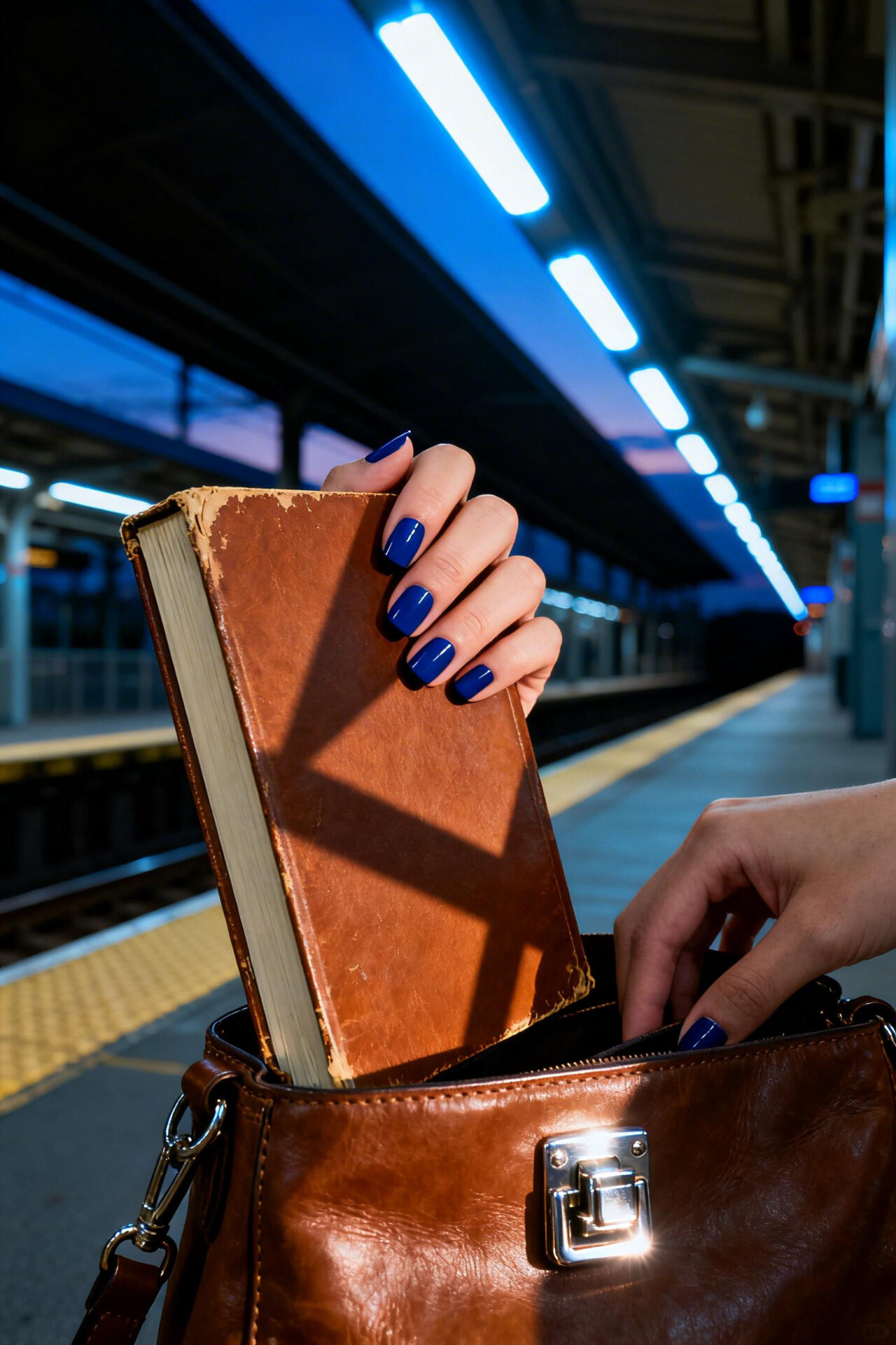 Blue Square Nails - navy matte