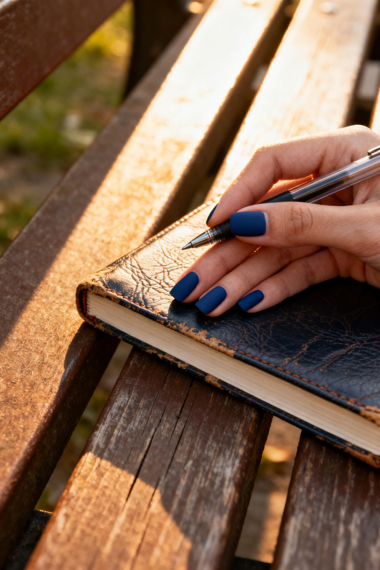 Blue Square Nails - navy powder