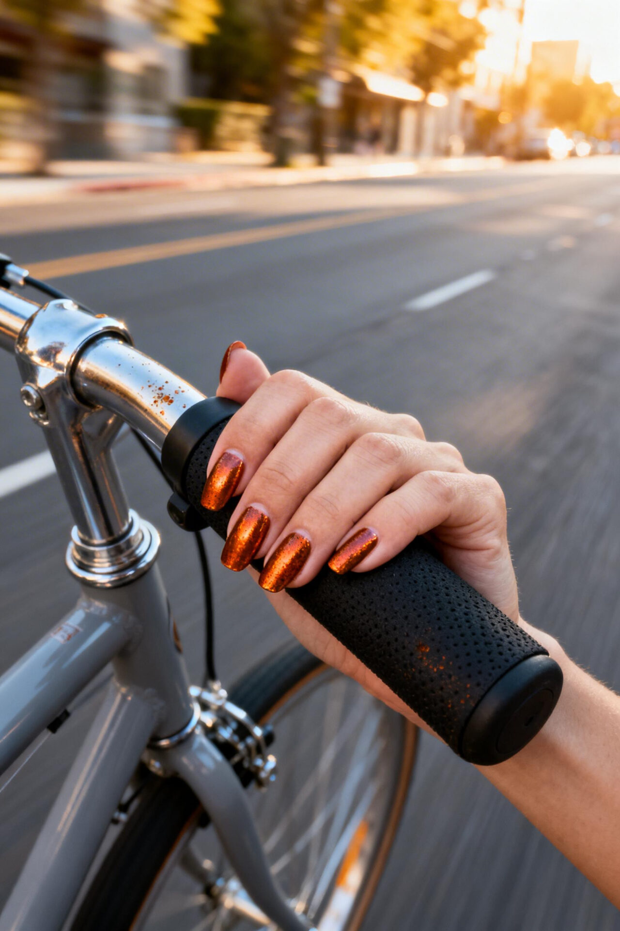 Rust Orange Chrome - almond shape