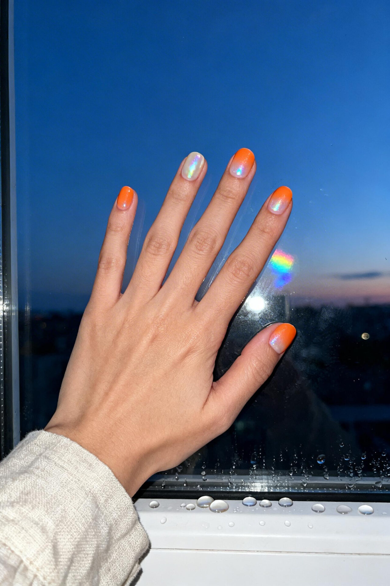 Orange Chrome Nails - summer shimmer