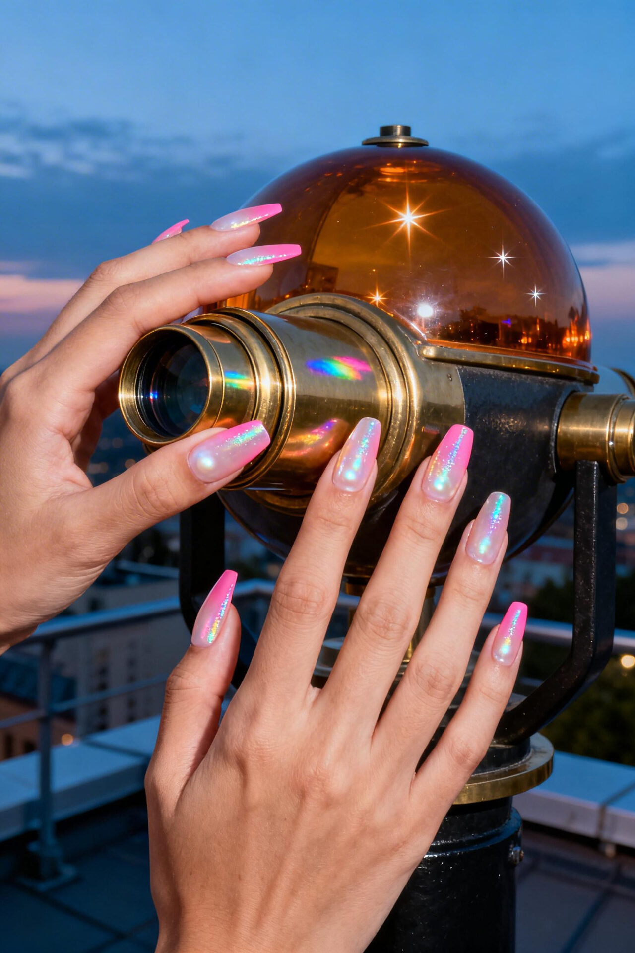 Pink Aura Nails - baby powder coffin shimmer